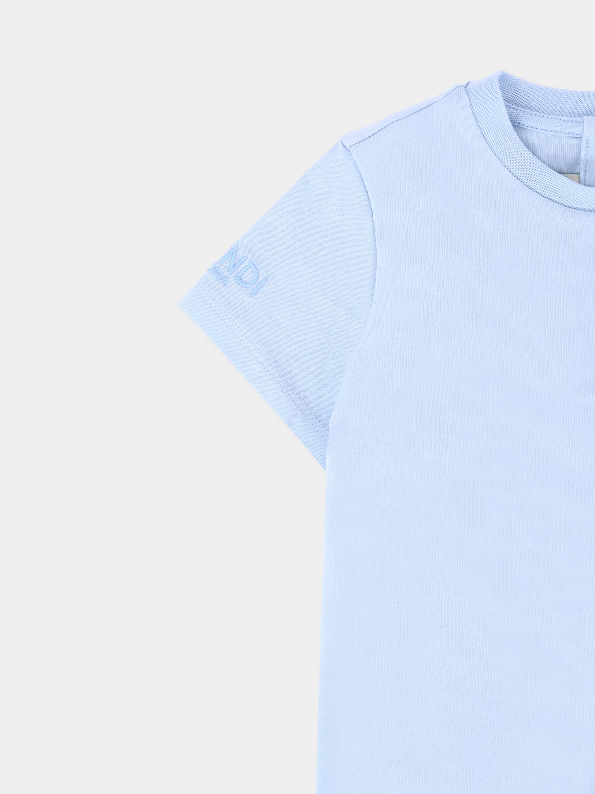 T-shirt celeste per neonato con orsetto Fendi,Fendi Kids,BUI100 ST8 F19J4