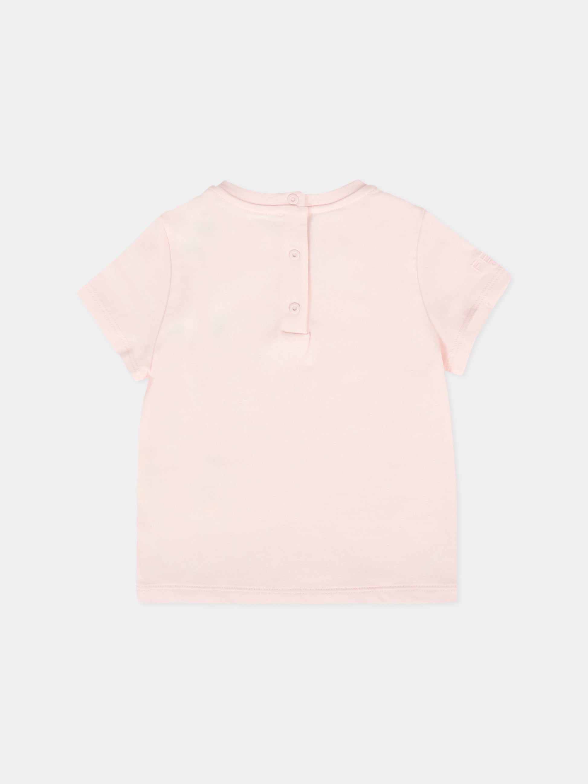 T-shirt rosa per neonata con orsetto Fendi,Fendi Kids,BUI100 ST8 F0C11