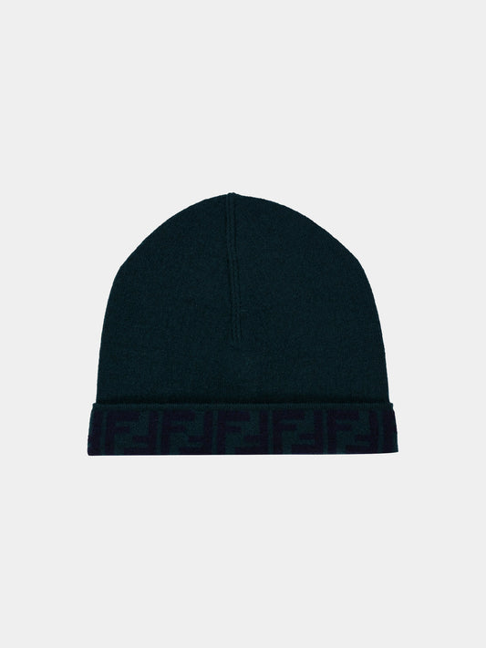 Cappello verde per bambini con FF,Fendi Kids,JUP063 AO29 F0L5W