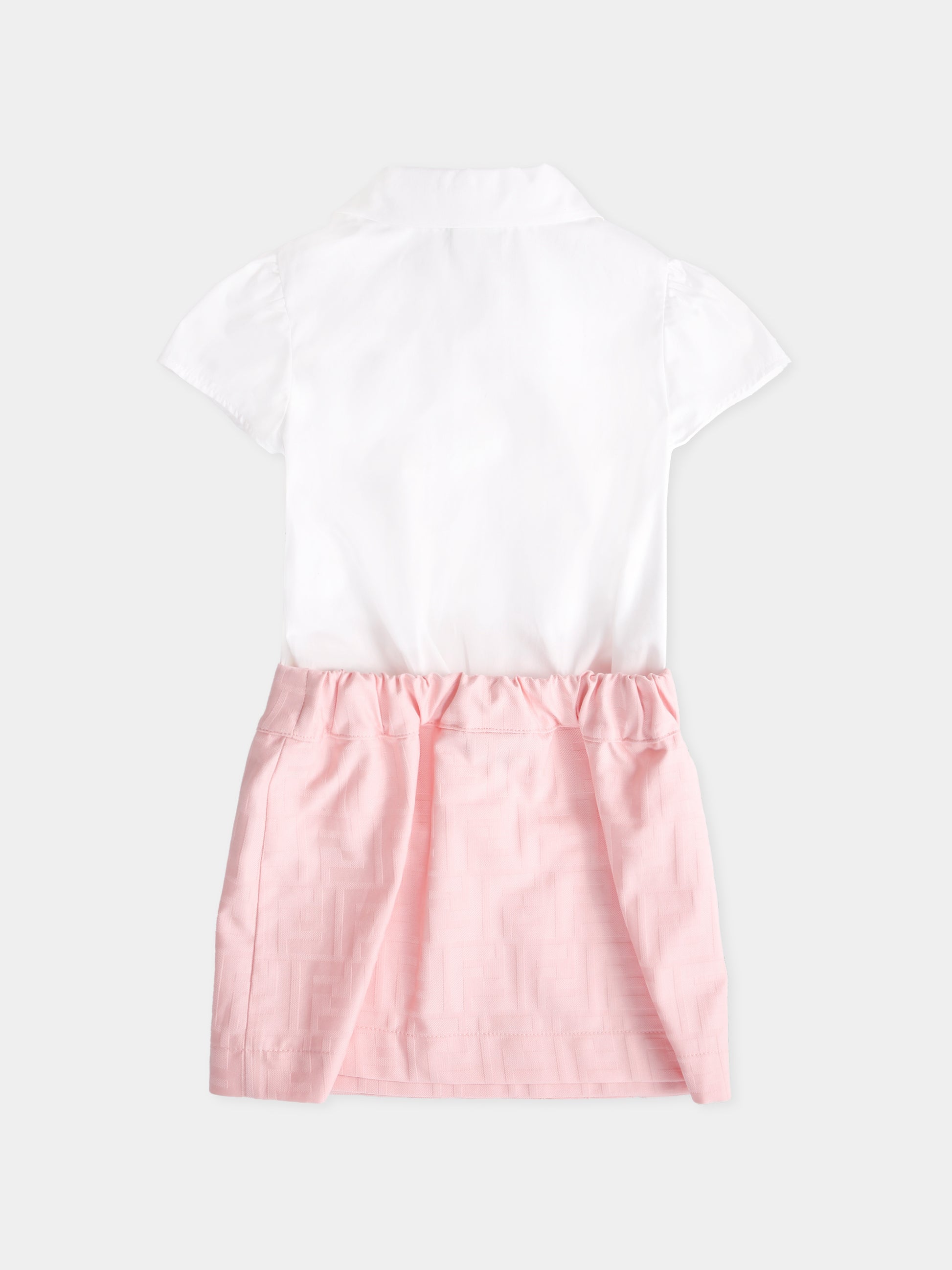 Abito bianco e rosa per neonata,Fendi Kids,BFB569 AS64 F0ZKY