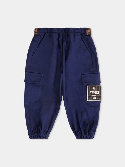 Pantaloni cargo blu per neonato,Fendi Kids,BMF257 AS5Y F1I11