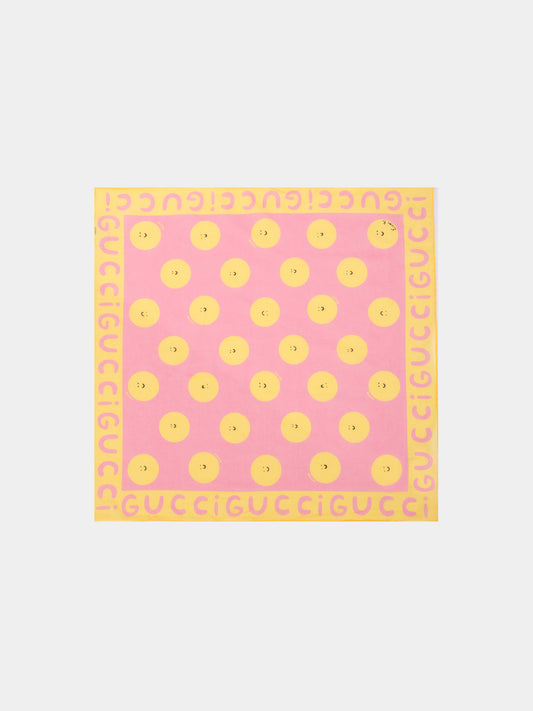 Sciarpa rosa per bambina con sole sorridente,Gucci Kids,831946 4K427 5875