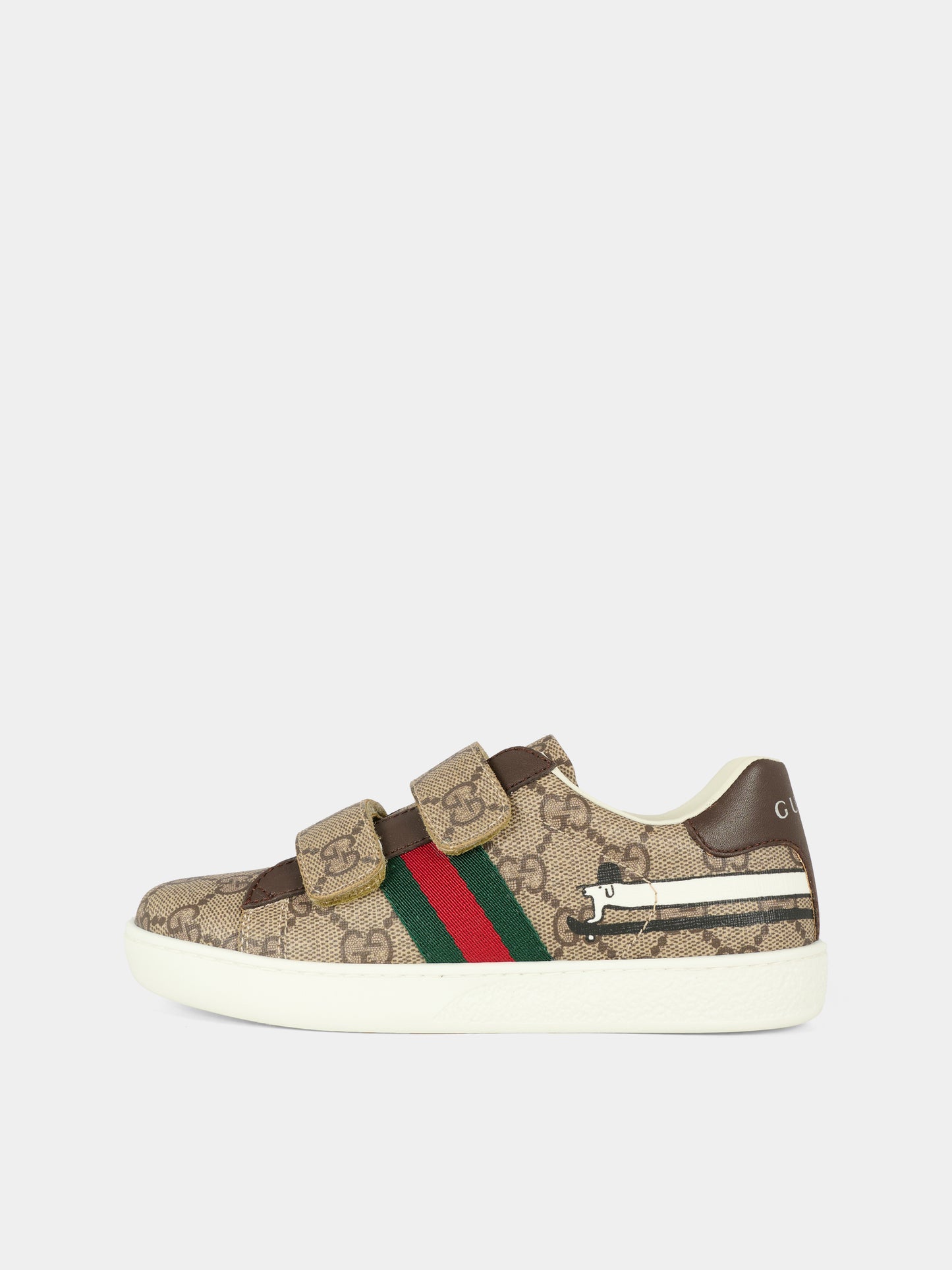Sneakers Ace beige per bambini con cane Gucci,Gucci Kids,463090 FAEZC 8549