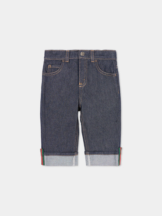 Jeans denim per neonati con dettaglio Web,Gucci Kids,830721 XDDCE 4759