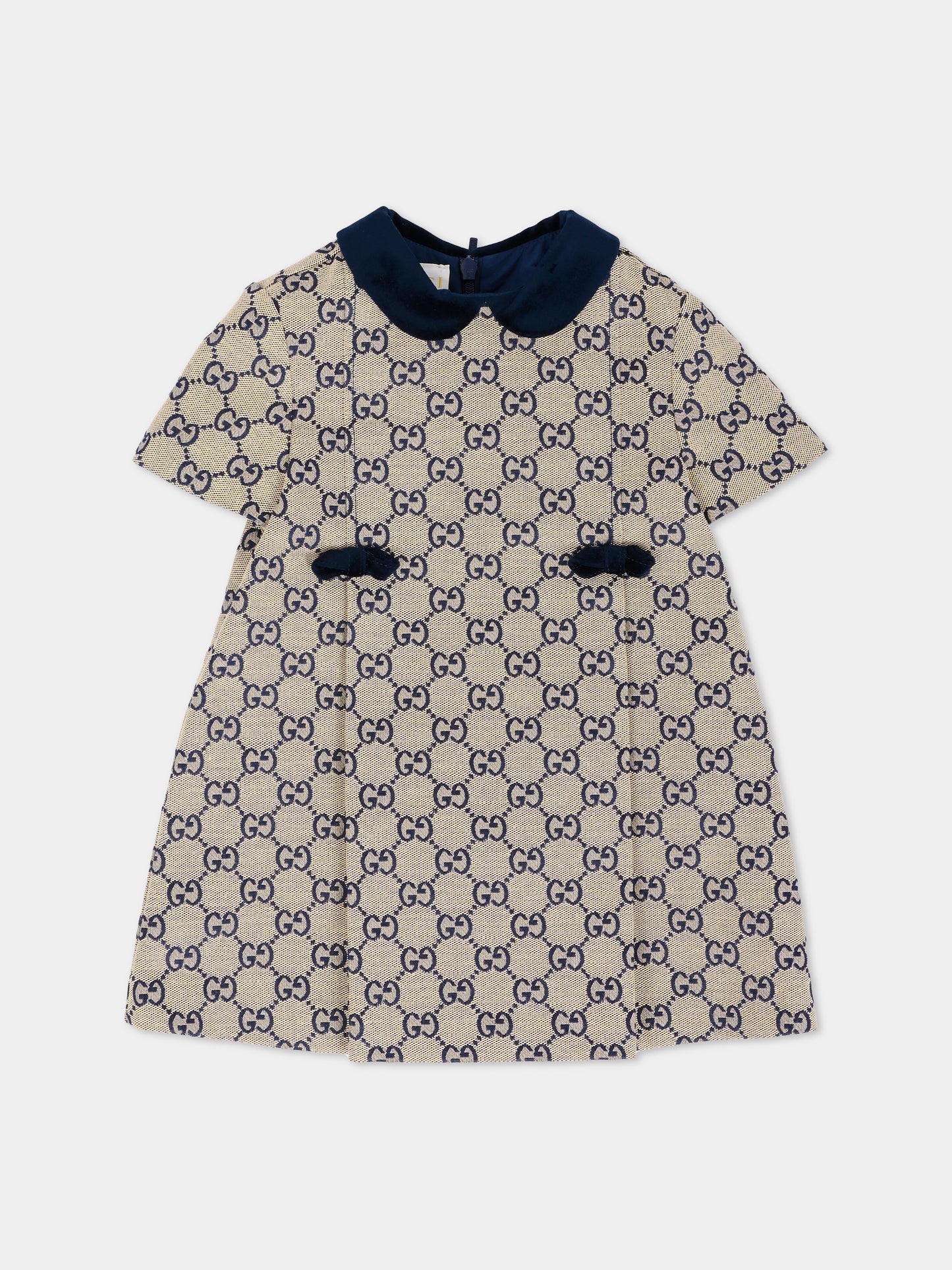 Vestito beige per neonata con fiocchi,Gucci Kids,828494 XWA2M 9118