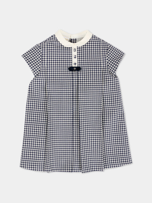 Vestito blu per neonata con logo GG,Gucci Kids,828498 XWA5S 9062