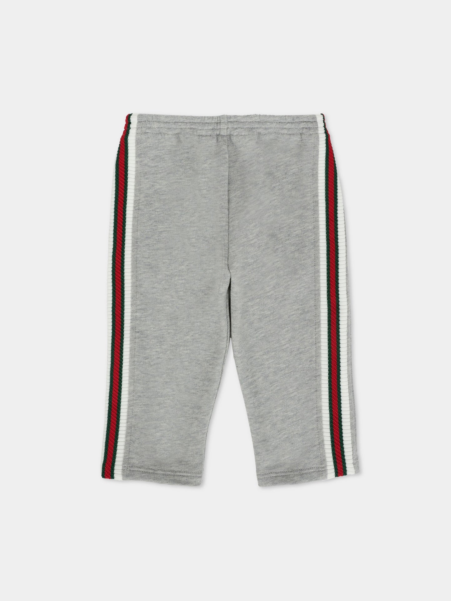 Pantaloni grigi per neonato con dettaglio Web,Gucci Kids,825186 XJHAQ 1183