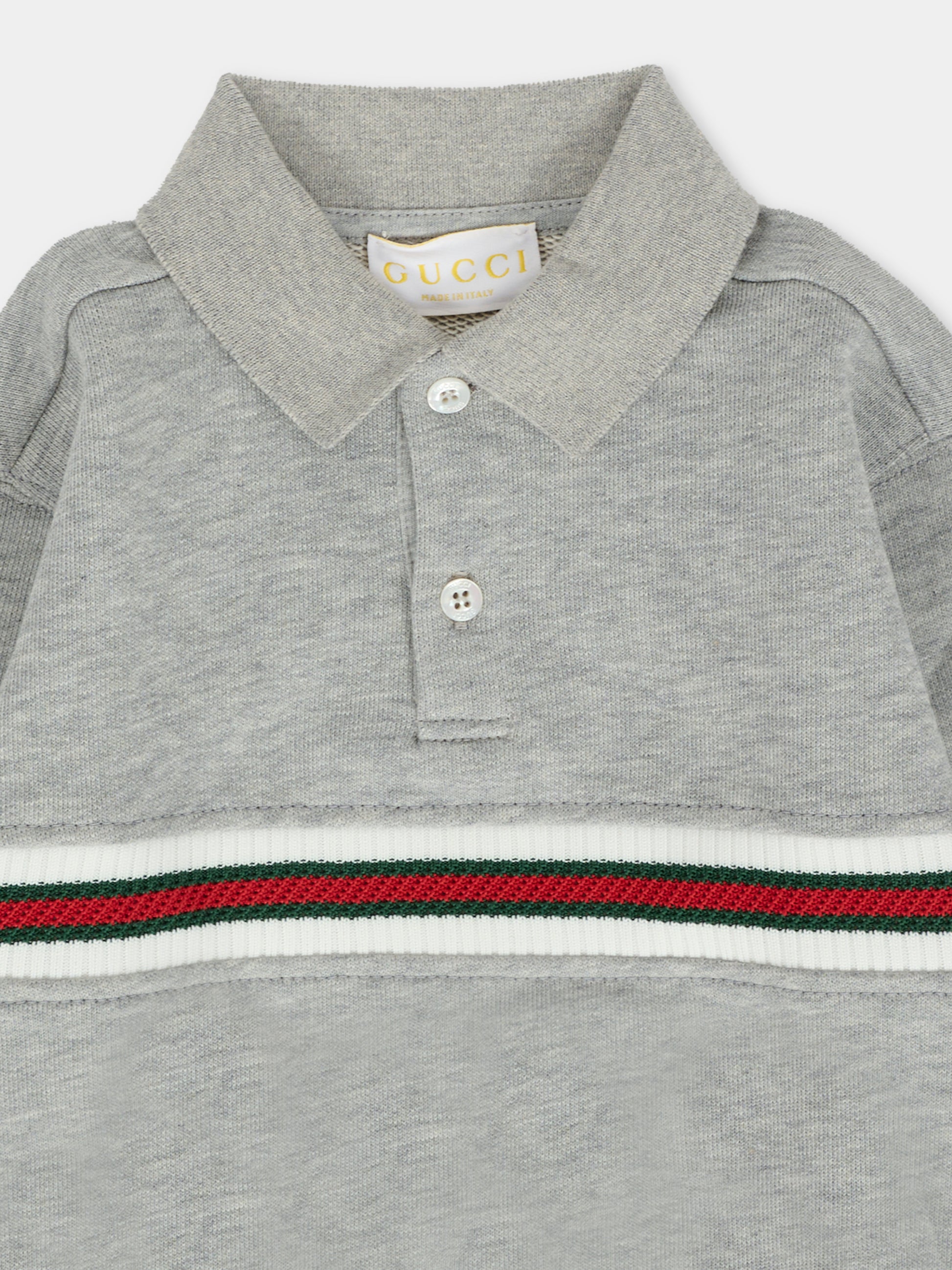 Felpa grigia per neonato con dettaglio Web,Gucci Kids,832312 XJHBB 1183