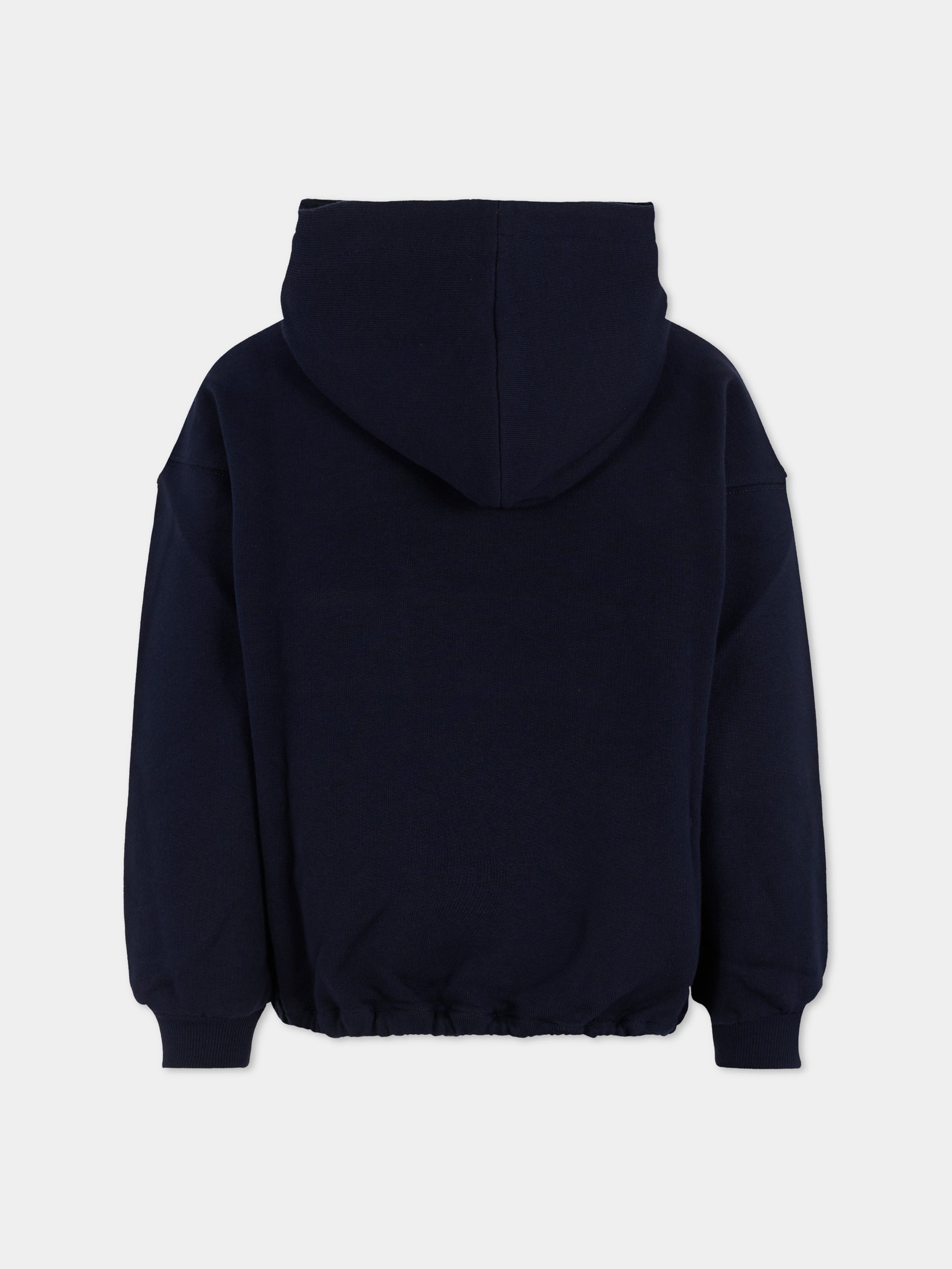 Felpa blu per bambini con dettaglio Web,Gucci Kids,825176 XJHAQ 4780