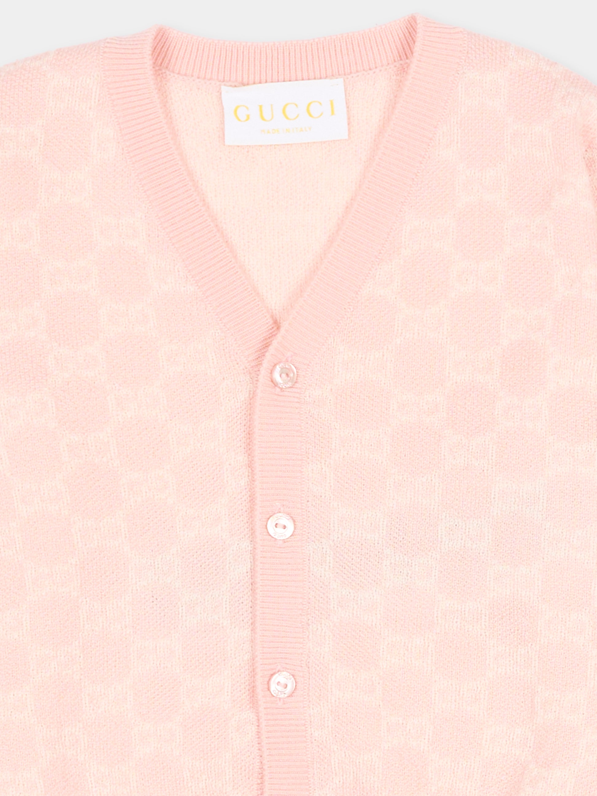 Cardigan rosa per neonata con motivo GG,Gucci Kids,834348 XKEZP 5012