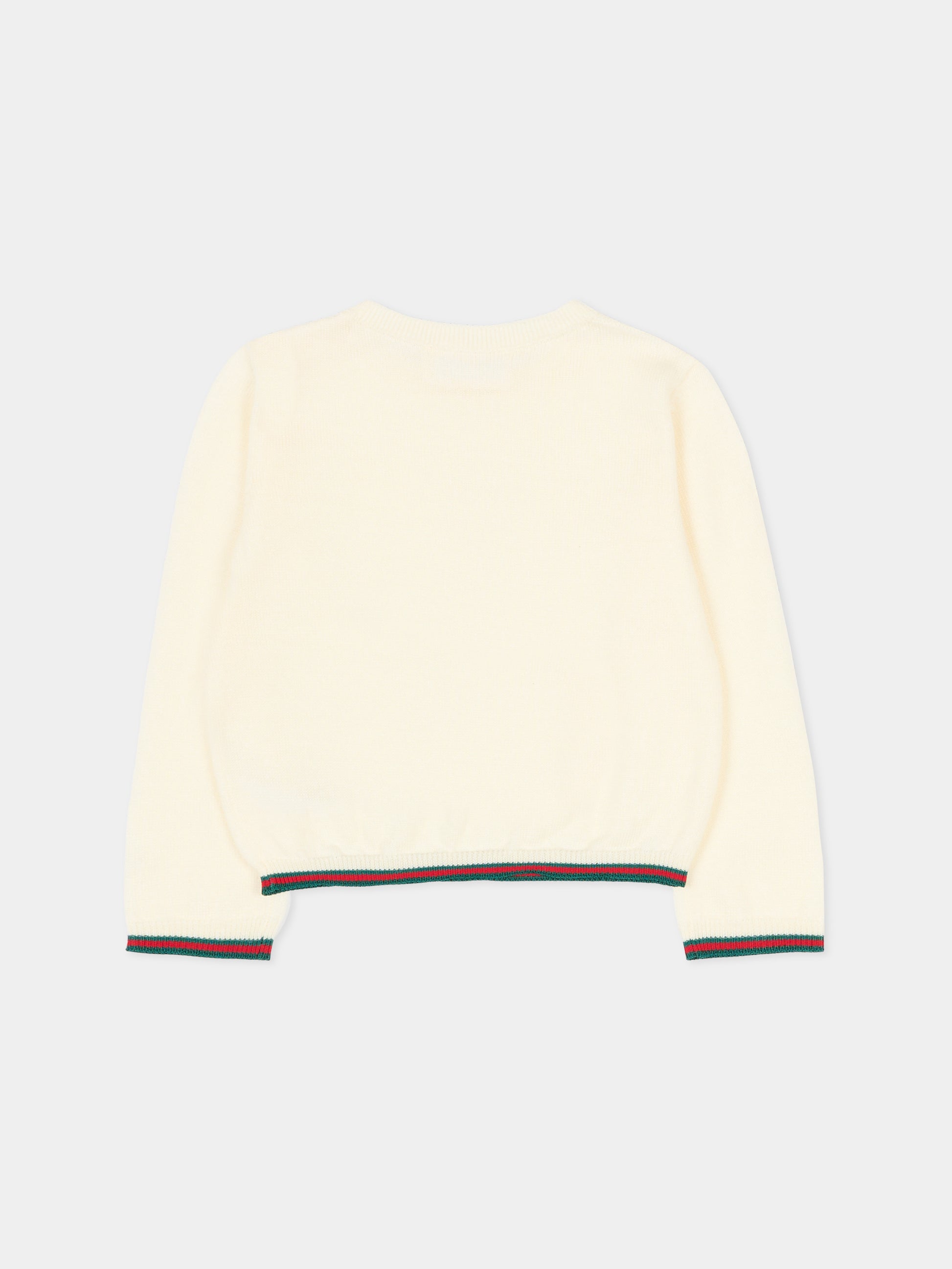 Maglione avorio per neonati con dettaglio Web,Gucci Kids,825861 XKEXN 9112