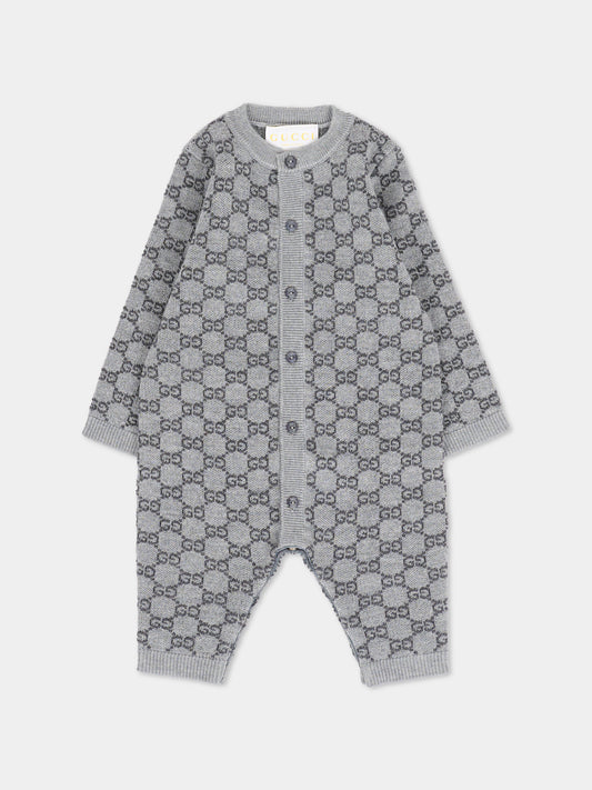Tutina grigia per neonati con GG,Gucci Kids,834343 XKEZP 1018