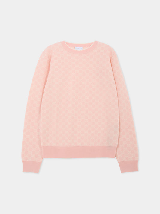 Maglione rosa per bambina con motivo GG,Gucci Kids,834349 XKEZO 5012
