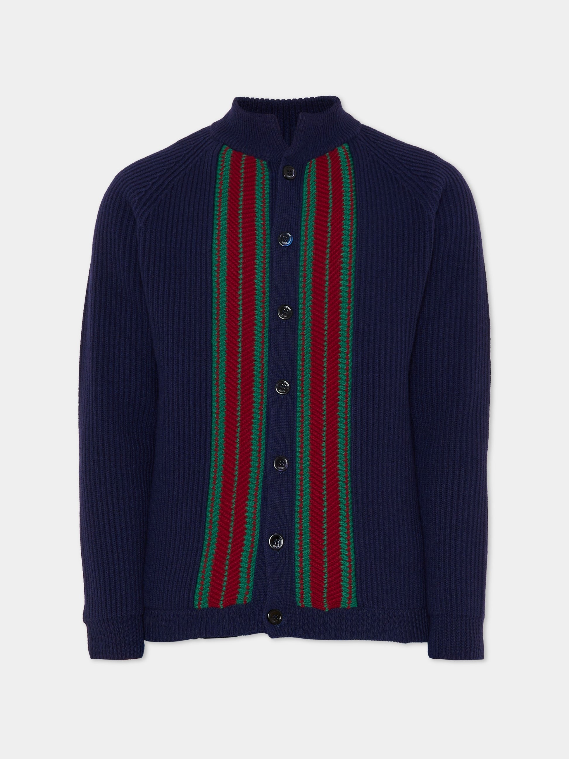 Cardigan blu per bamibini con dettaglio Web,Gucci Kids,823399 XKEXL 4551