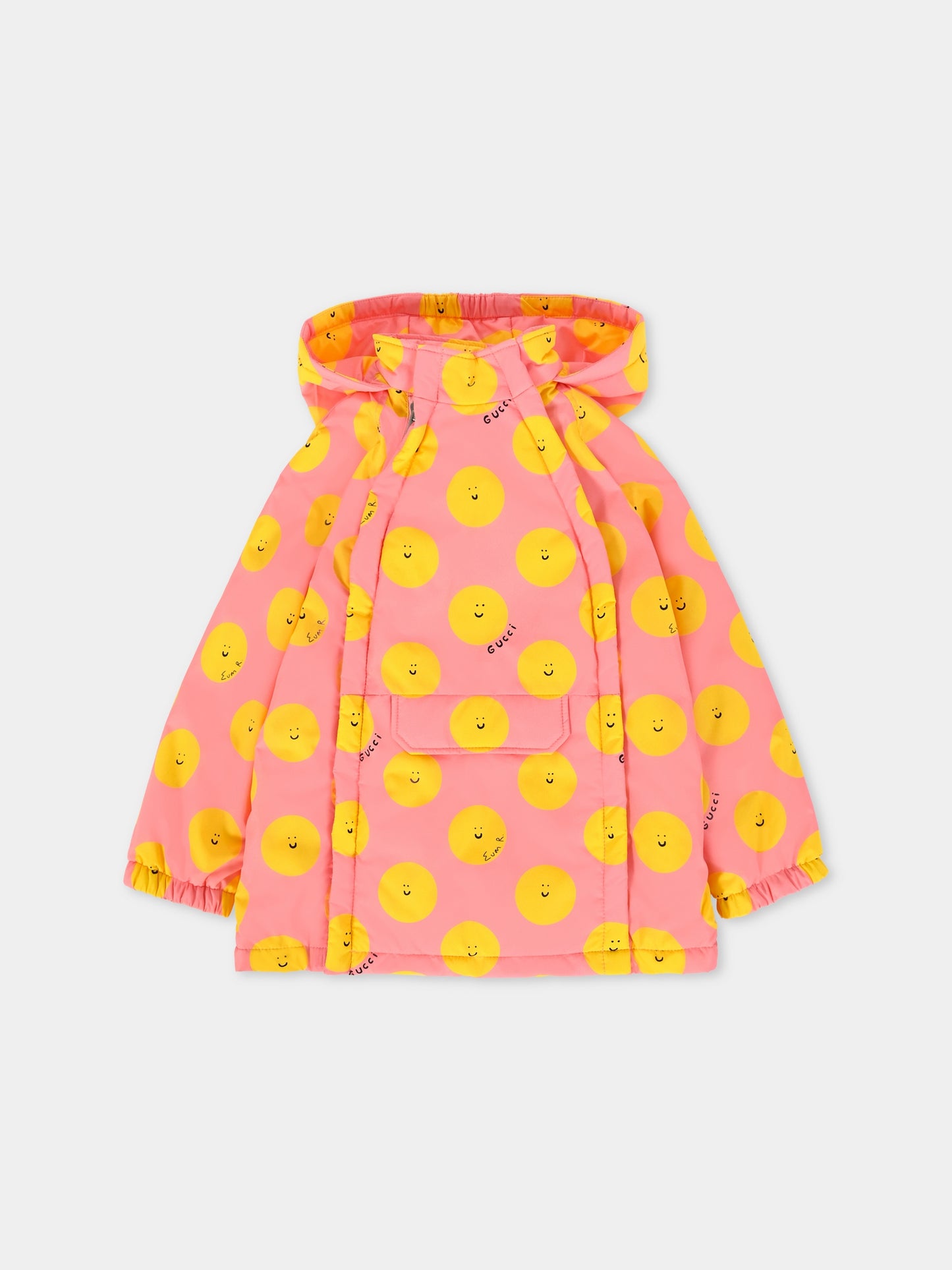 Giacca a vento rosa per neonata con sole sorridente,Gucci Kids,828491 XWA5N 5975