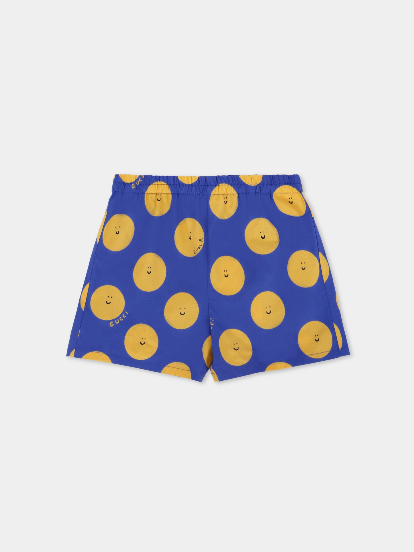 Shorts blu per neonato con sole sorridente,Gucci Kids,831750 XWA5L 4875