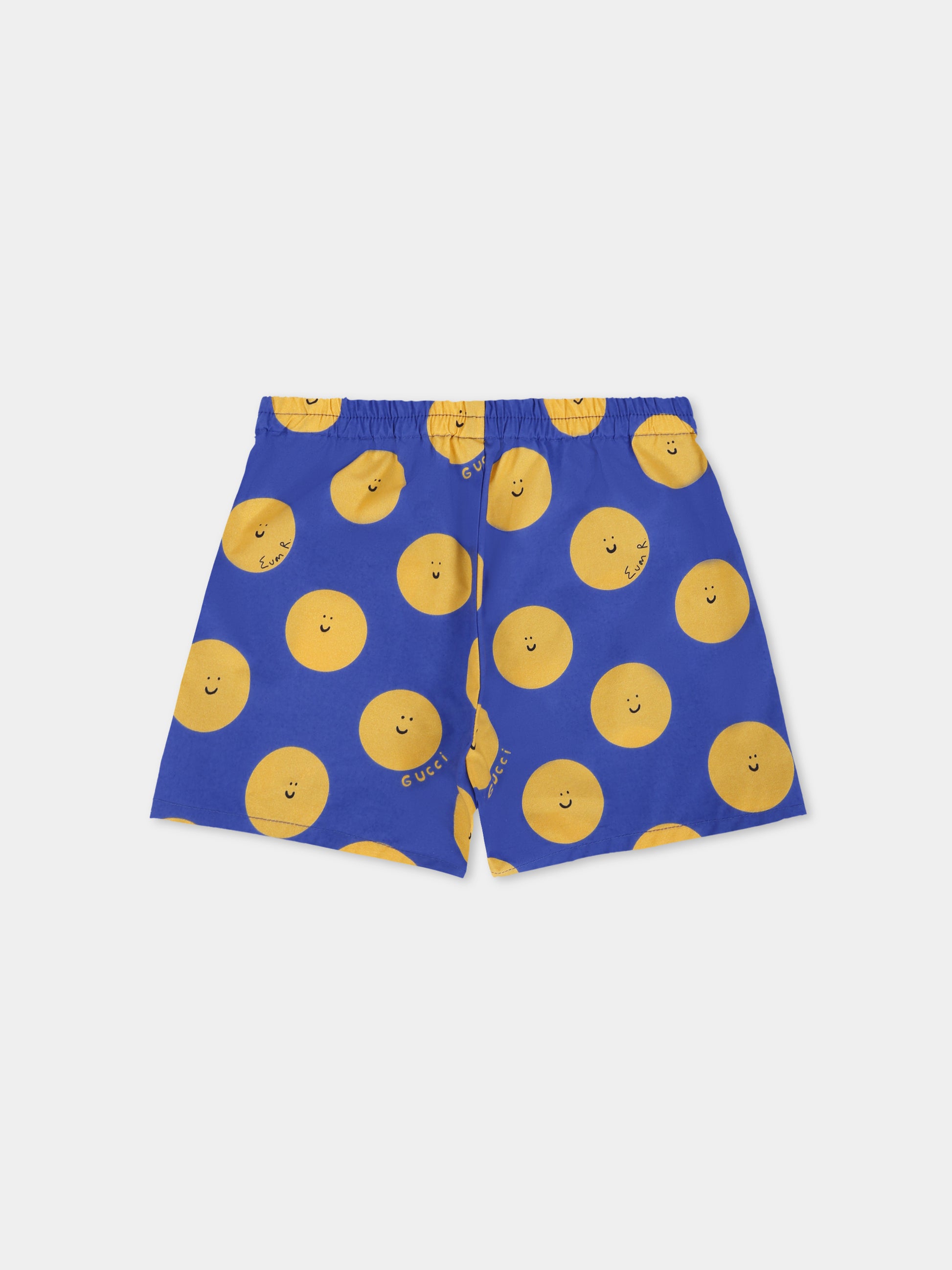 Shorts blu per neonato con sole sorridente,Gucci Kids,831750 XWA5L 4875