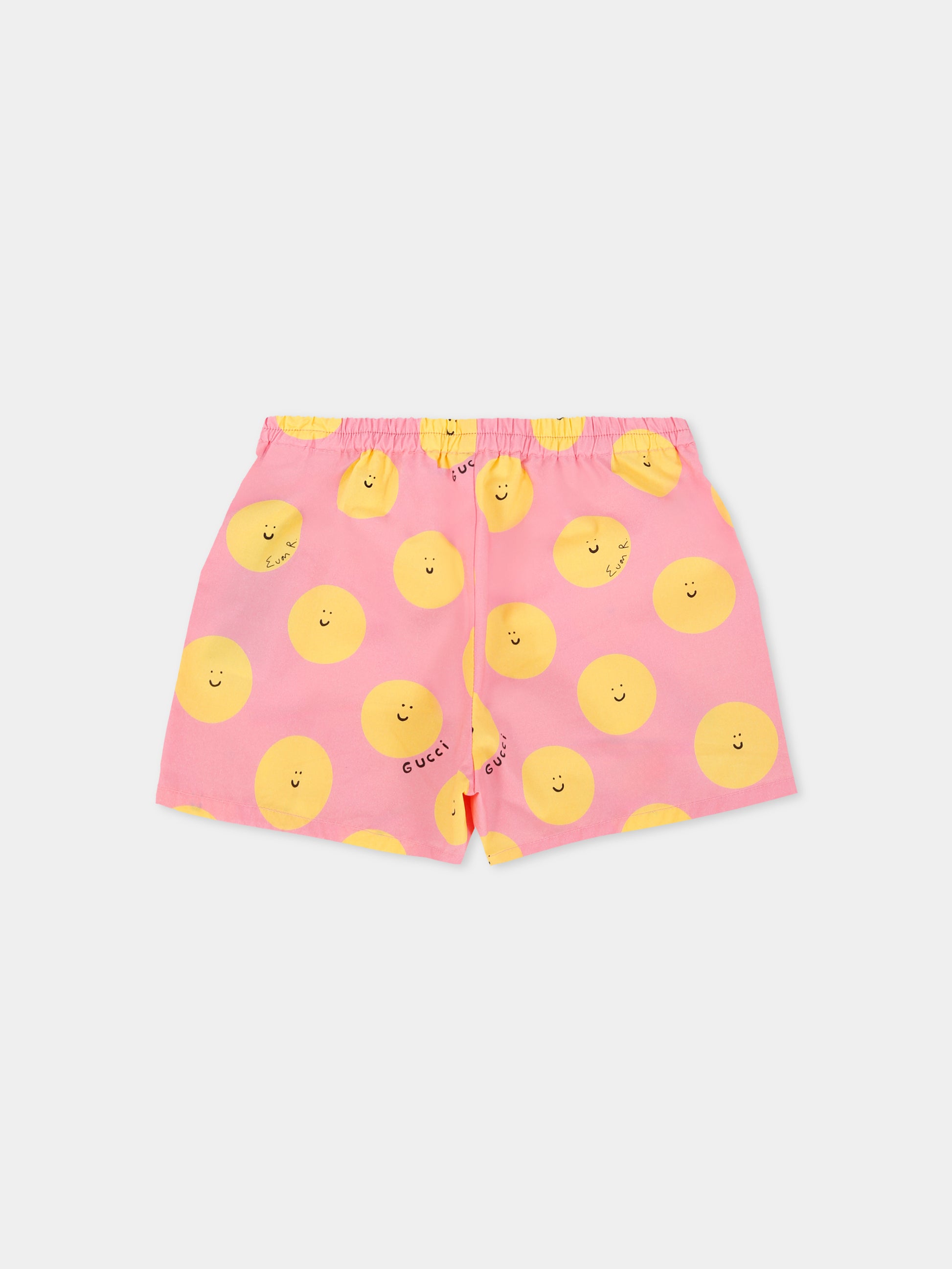 Shorts rosa per neonata con sole sorridente,Gucci Kids,831750 XWA5L 5975
