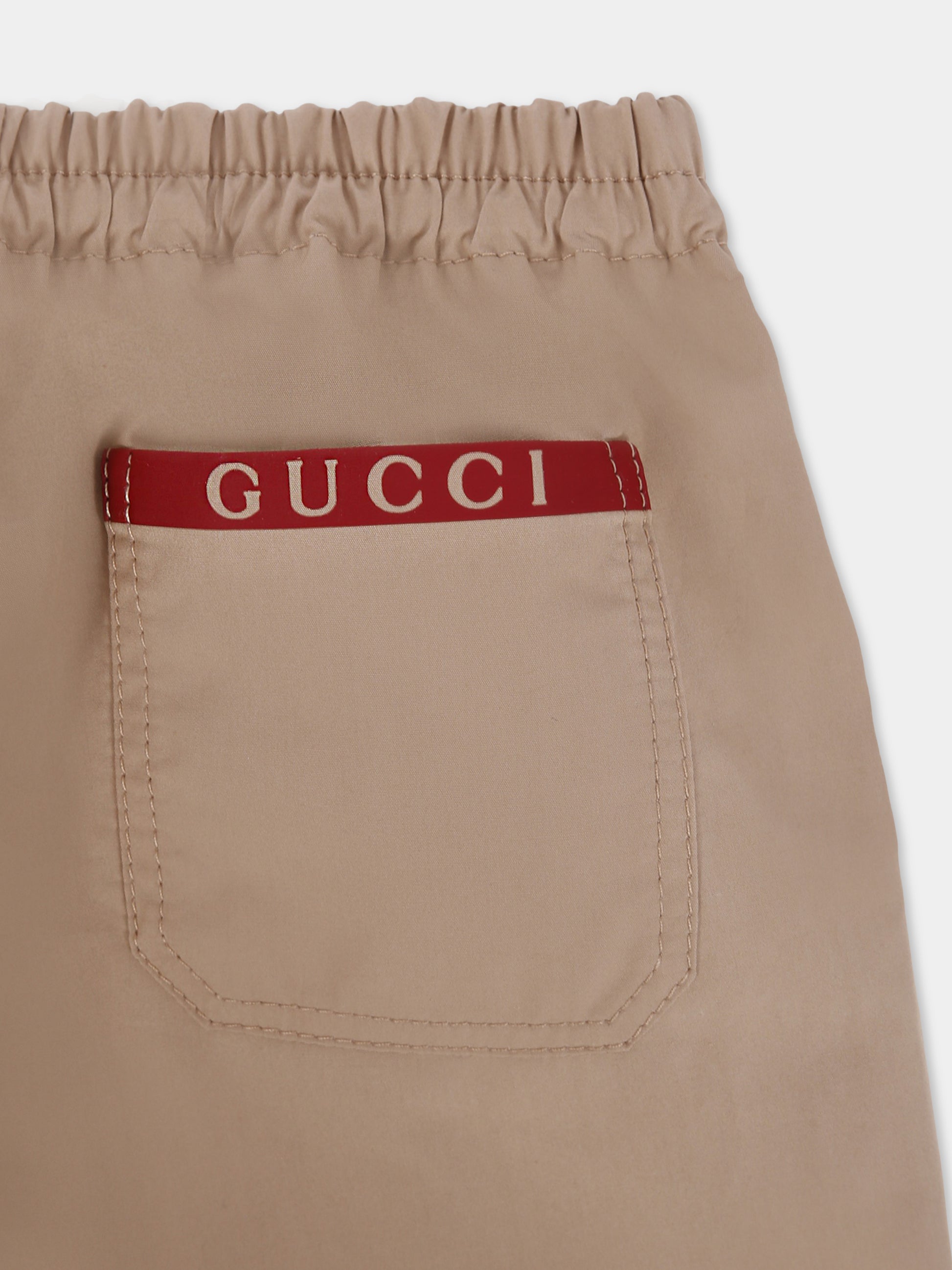 Pantaloni beige per neonato con logo,Gucci Kids,824860 XWA3V 2141