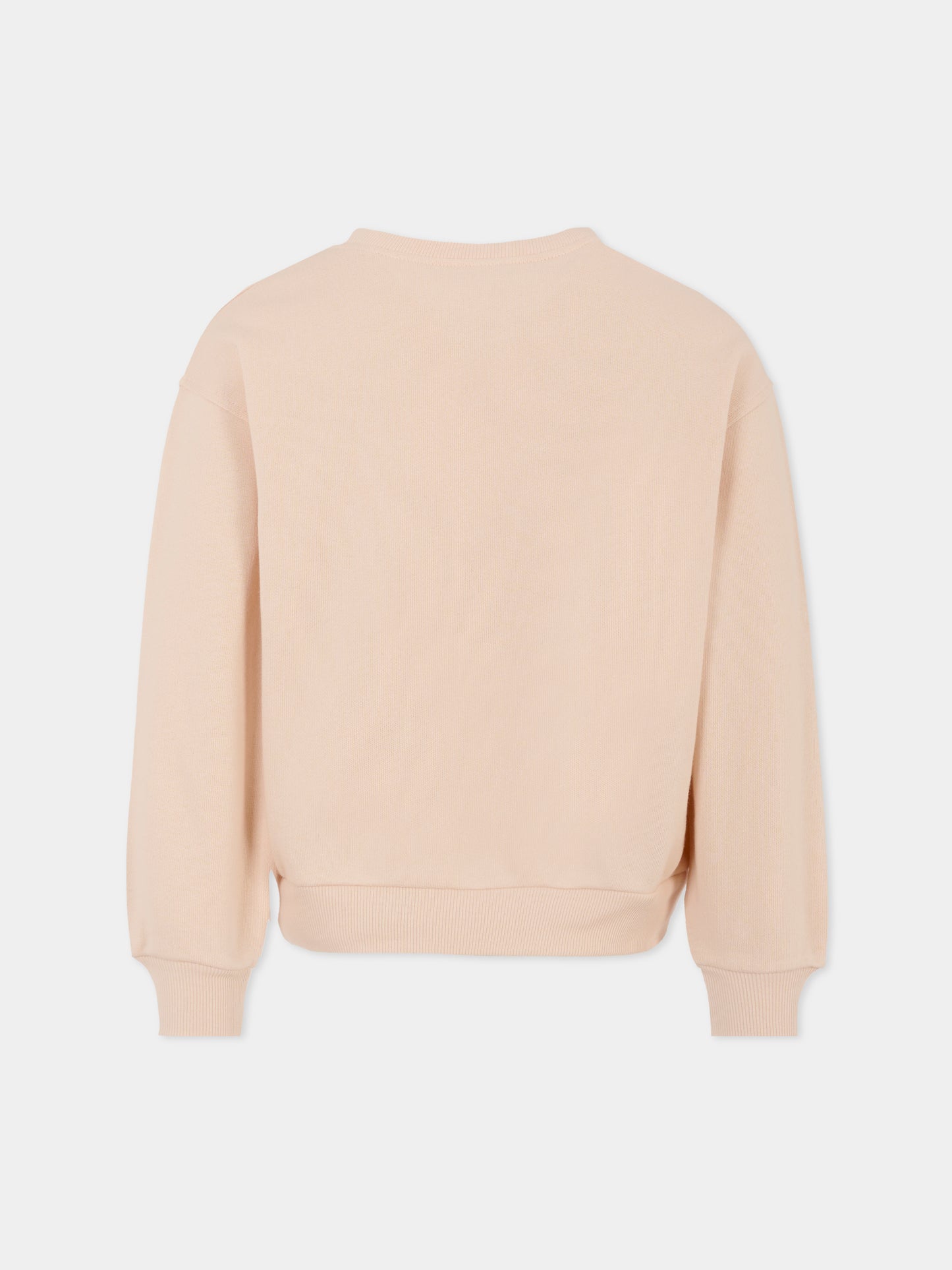 Felpa rosa per bambina con incrocio GG e fiori,Gucci Kids,799331 XJHFR 6341