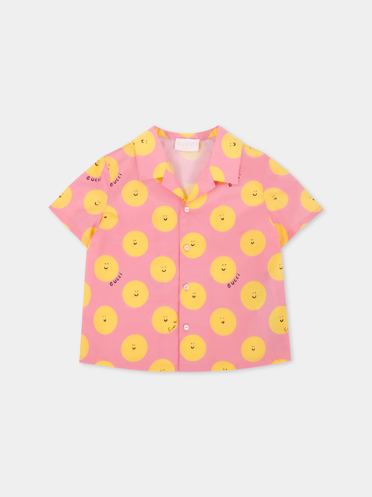 Camicia rosa per neonata con sole sorridente,Gucci Kids,831749 XWA5M 5975