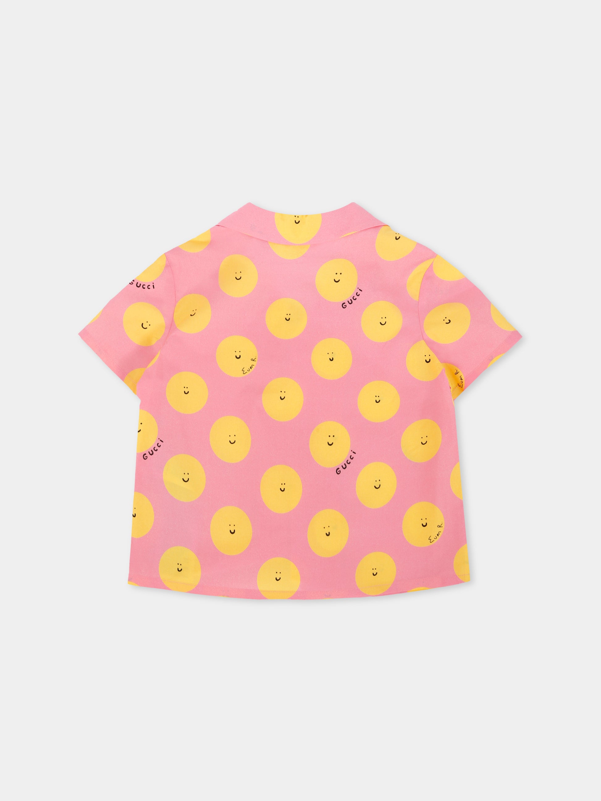 Camicia rosa per neonata con sole sorridente,Gucci Kids,831749 XWA5M 5975