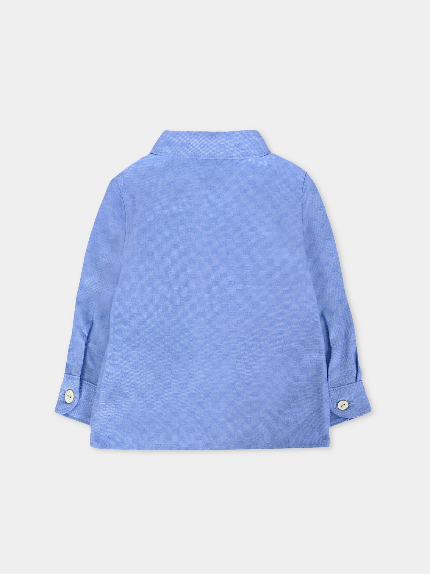 Camicia azzurra per neonato con motivo GG,Gucci Kids,824855 XWA5J 4910