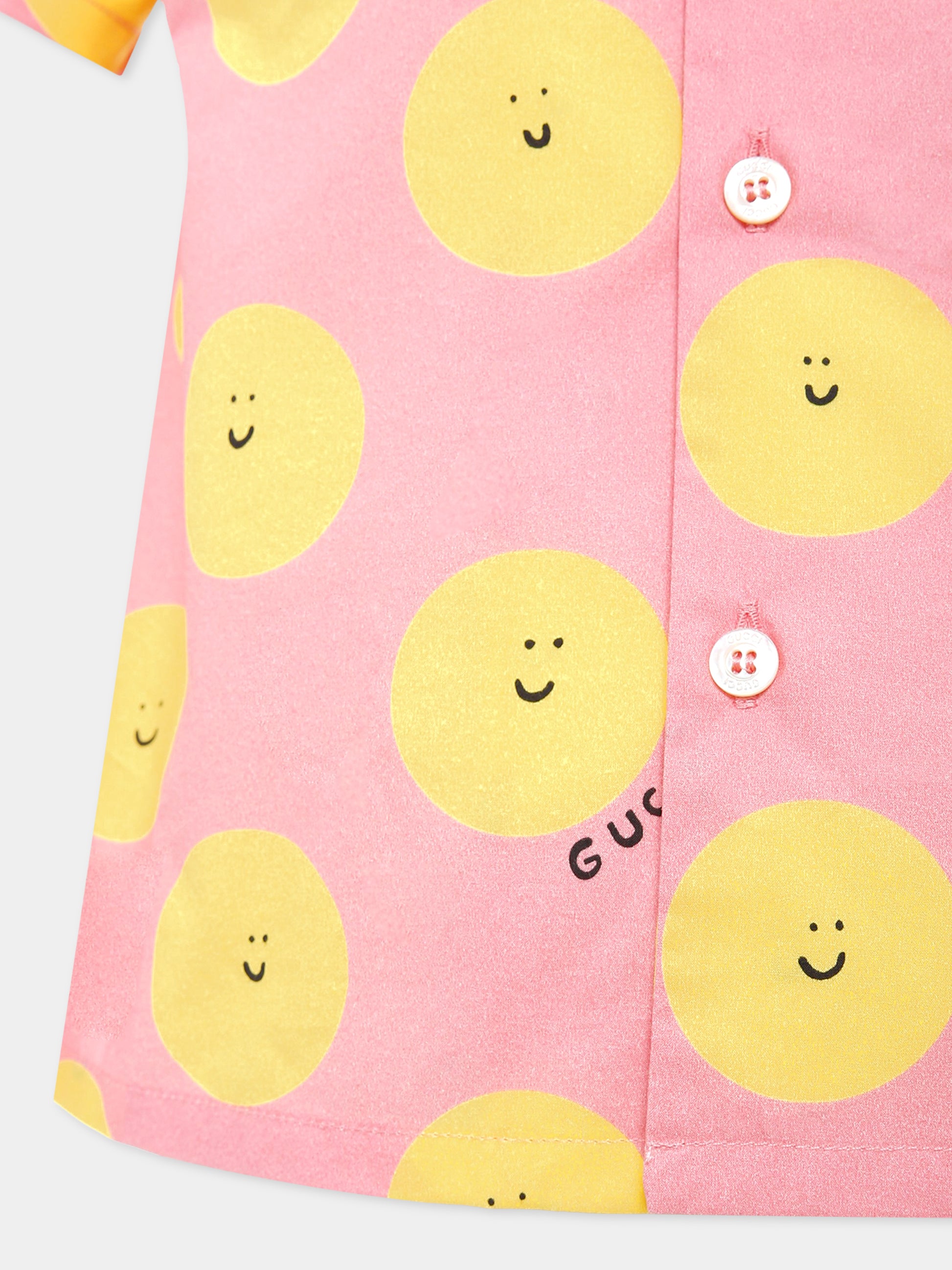 Camicia rosa per bambina con sole sorridente,Gucci Kids,831747 XWA5M 5975
