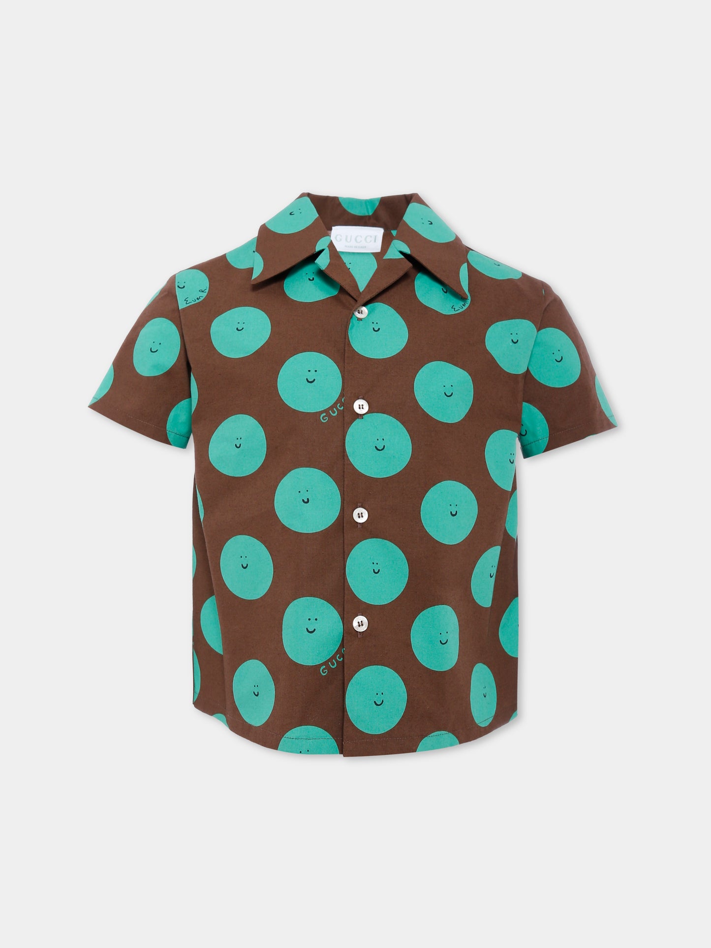 Camicia marrone per bambini con sole sorridente,Gucci Kids,831747 XWA5M 2013
