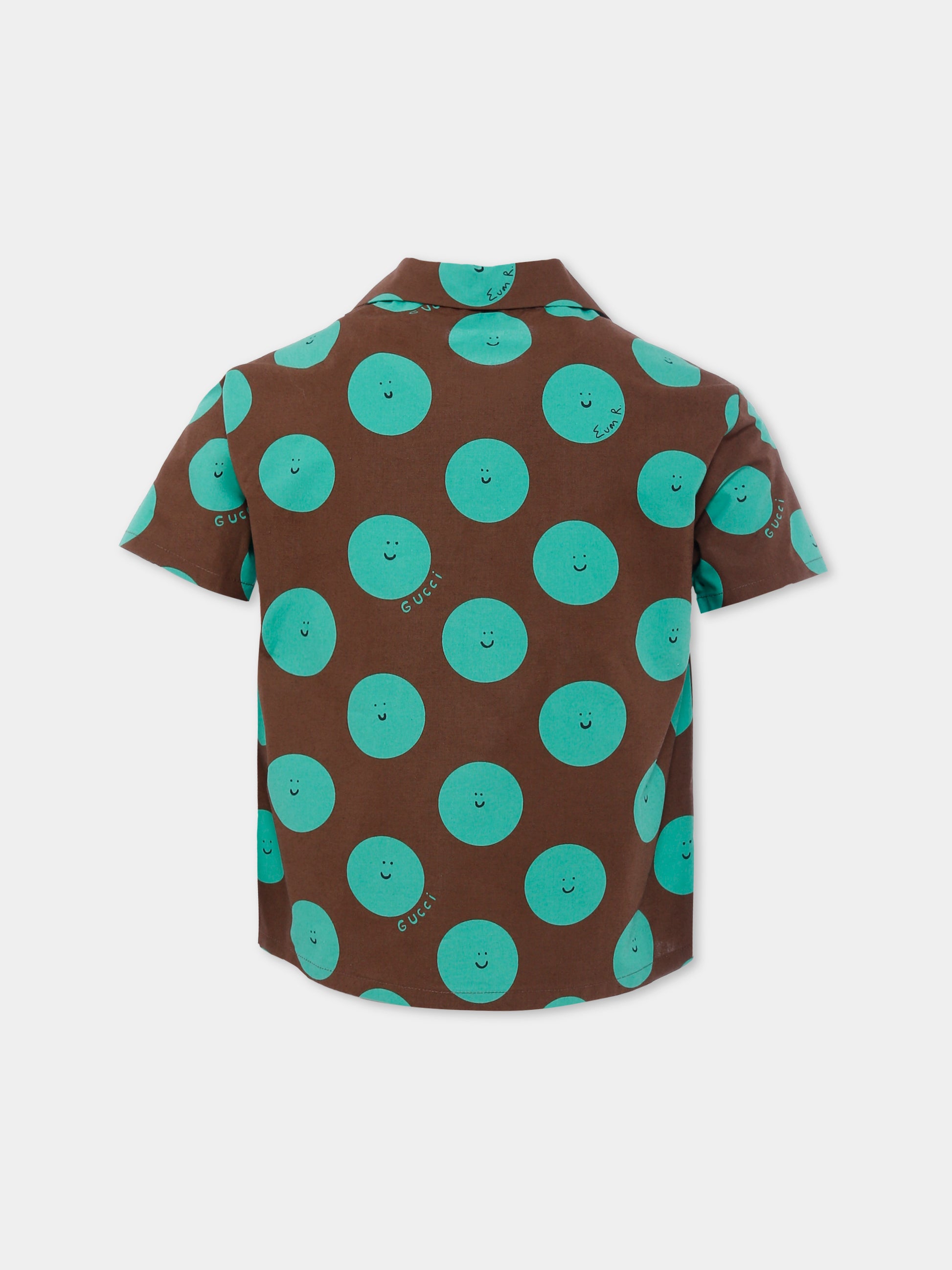 Camicia marrone per bambini con sole sorridente,Gucci Kids,831747 XWA5M 2013
