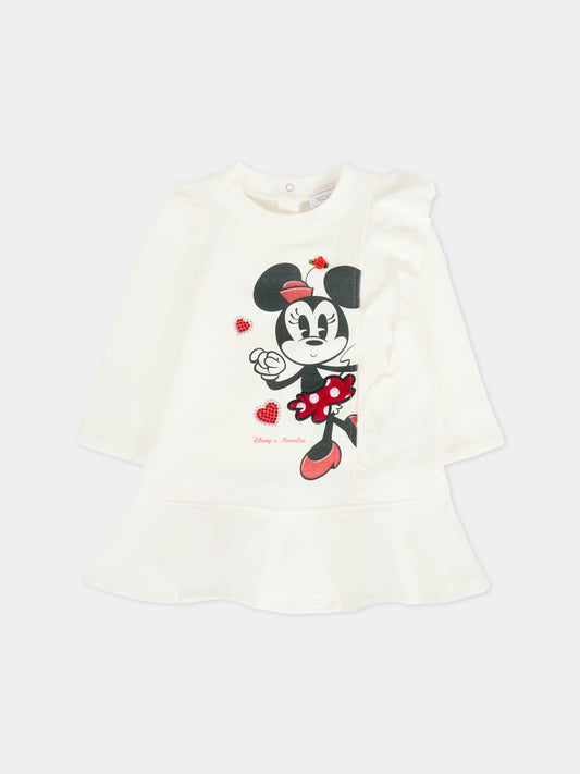 Vestito avorio per neonata con Minnie,Monnalisa,39F903 6004 0001