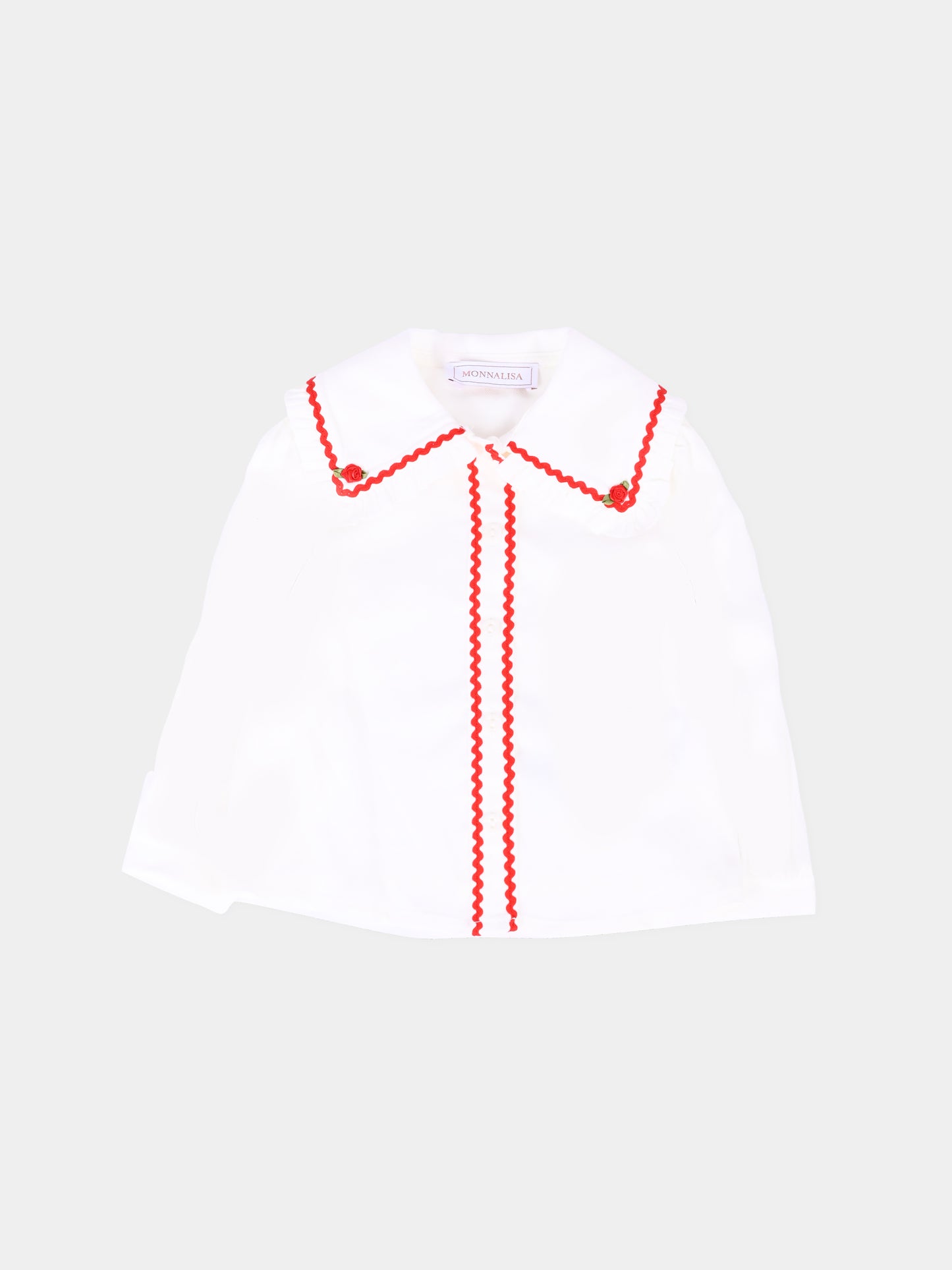 Camicia bianca per neonata con rose,Monnalisa,31F301 6103 0143