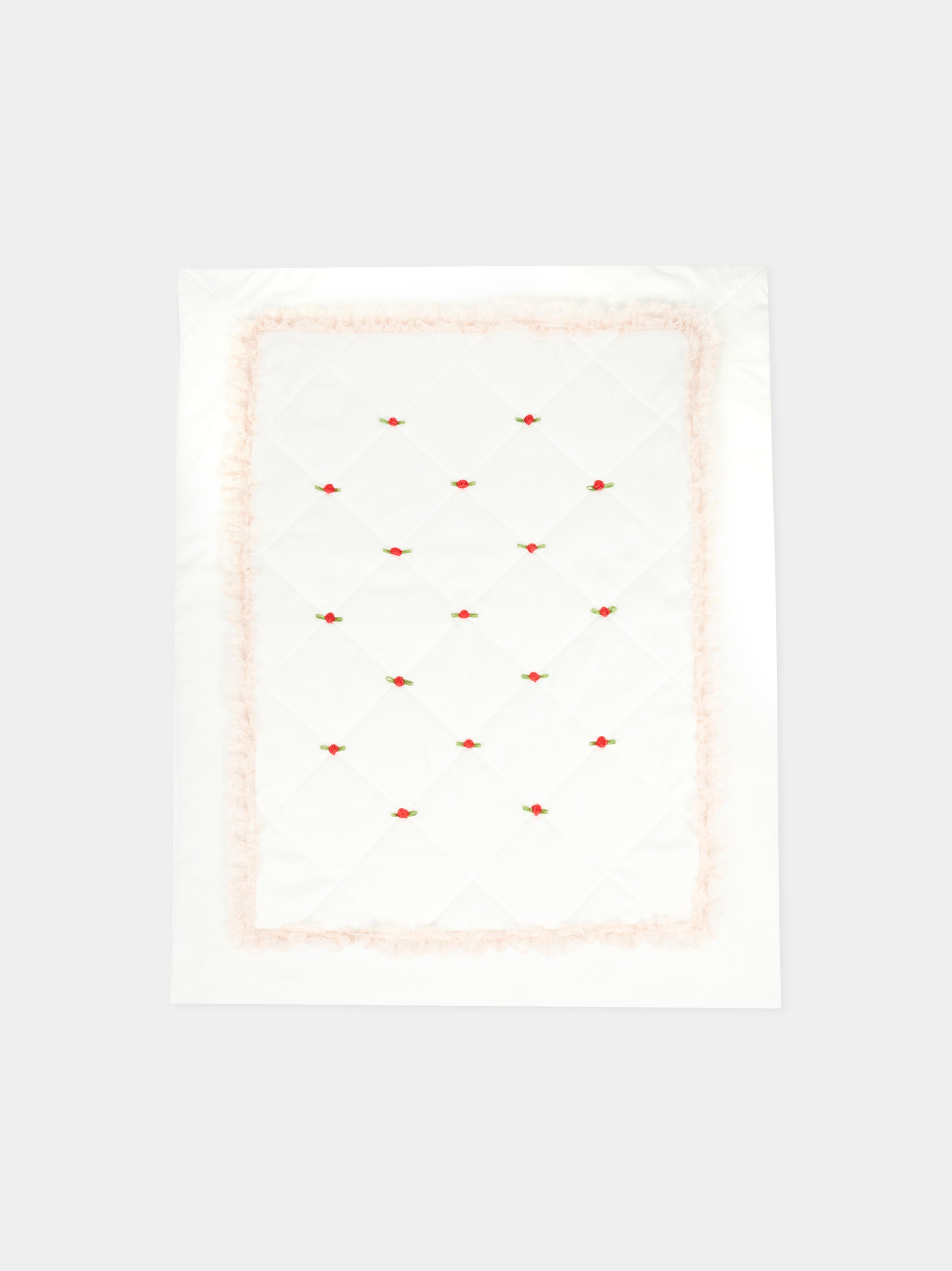 Coperta bianca per neonata con roselline,Monnalisa,35F007 6000 0143