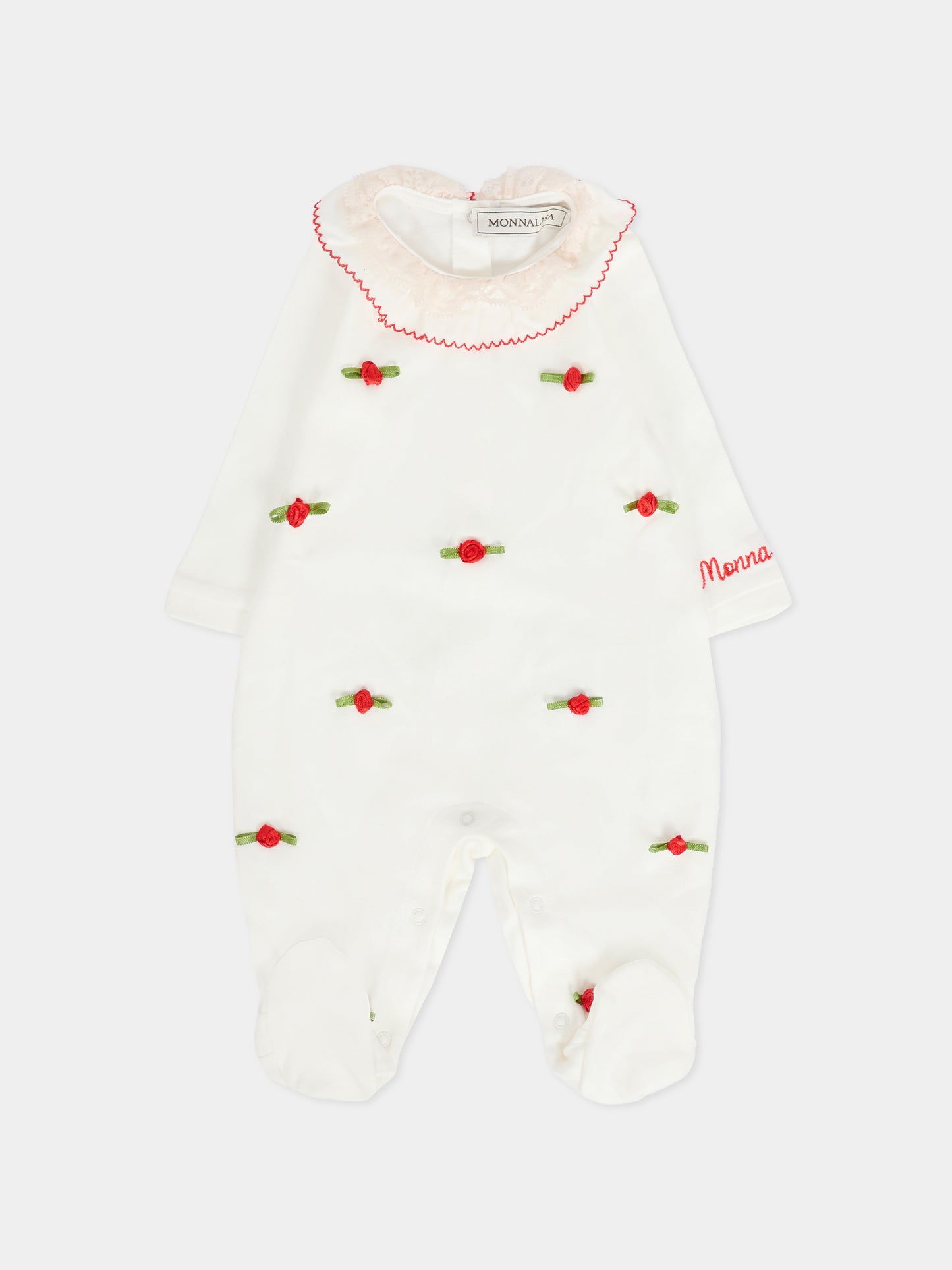 Set tutina avorio per neonata con roselline,Monnalisa,35F511 6000 0143