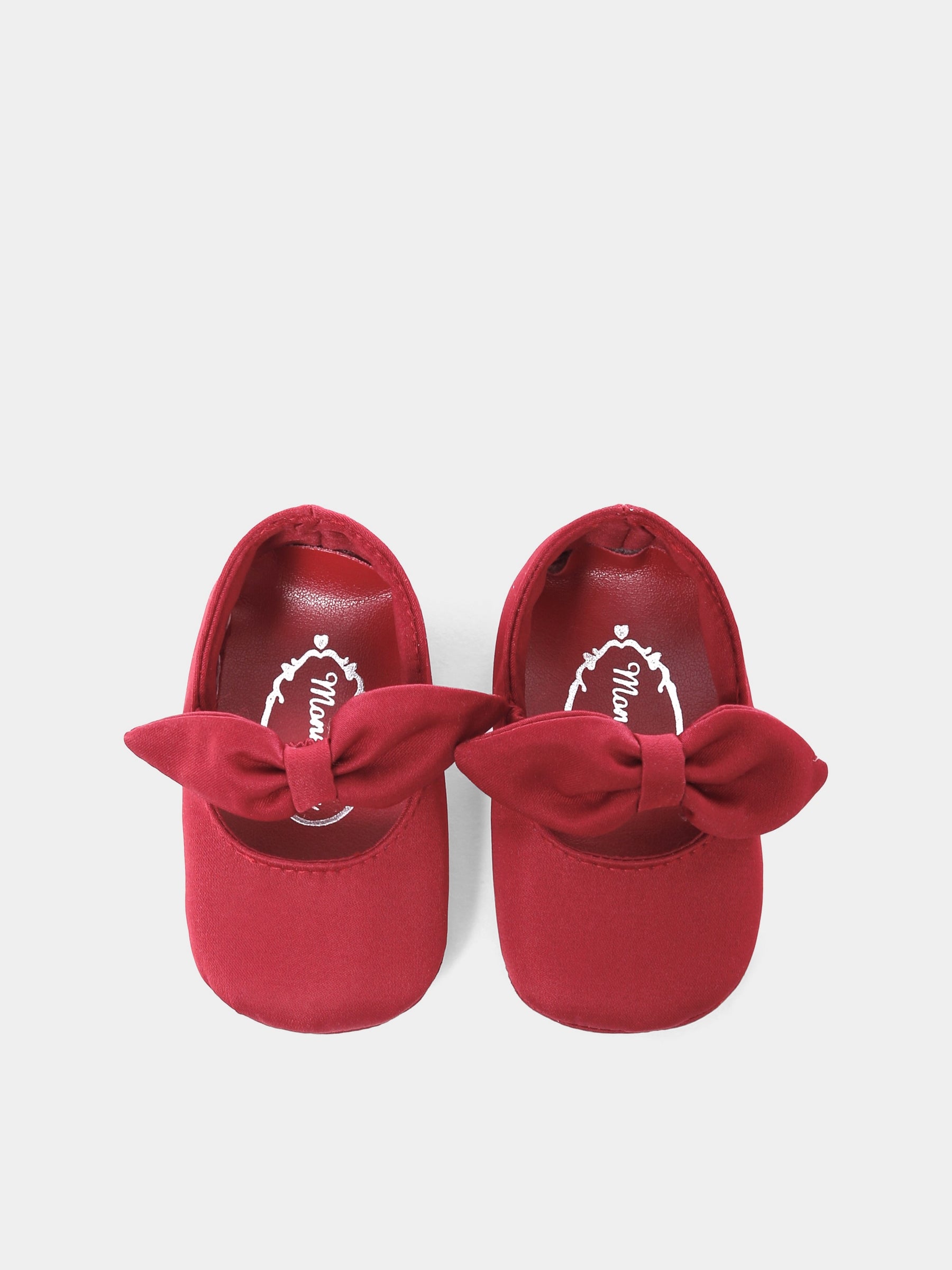 Ballerine rosse per neonata con fiocco,Monnalisa,73F005 6135 0043
