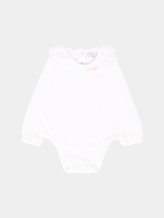 Body bianco per neonata con logo,Monnalisa,37F300 6003 0190