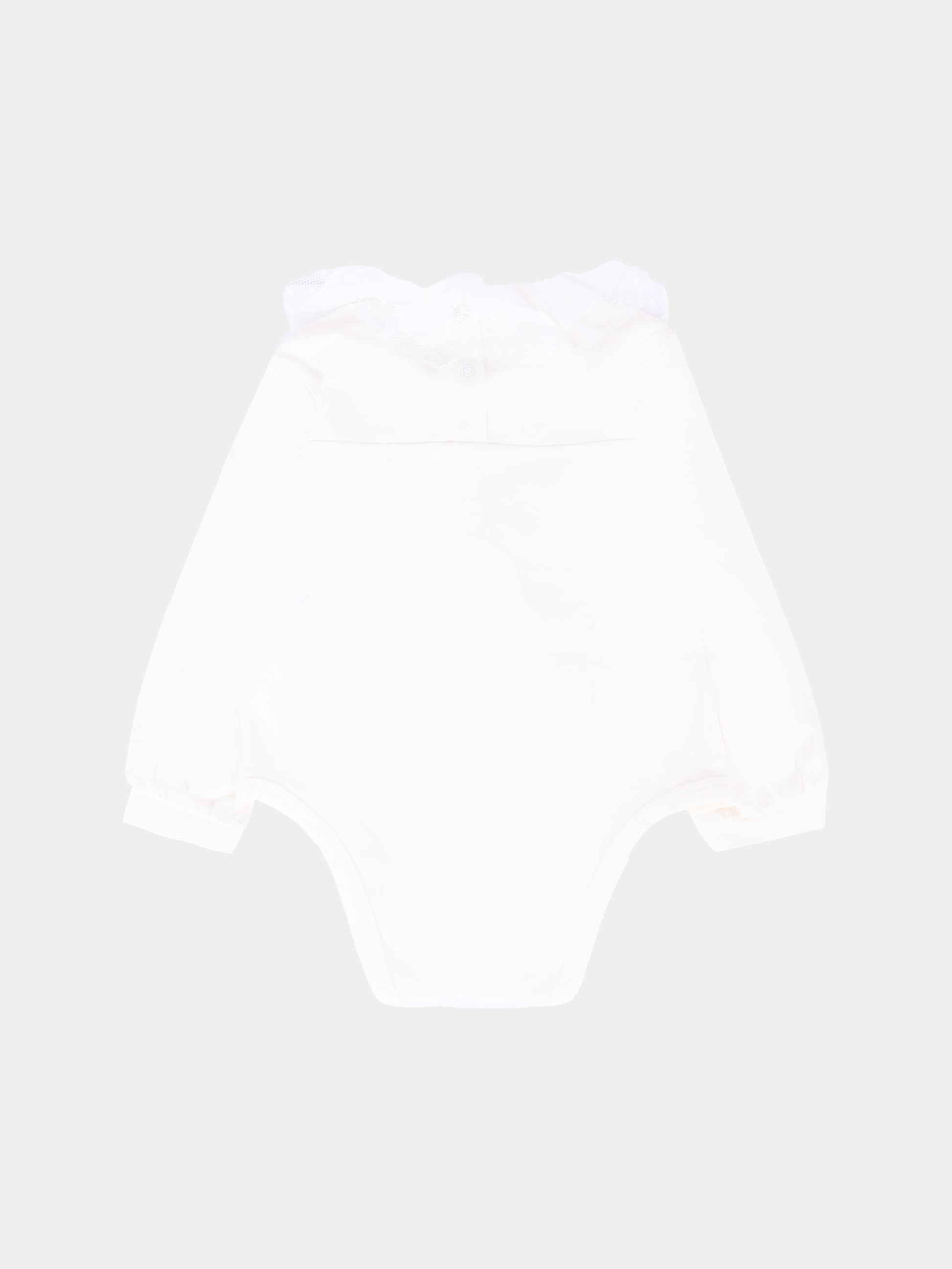 Body bianco per neonata con logo,Monnalisa,37F300 6003 0190