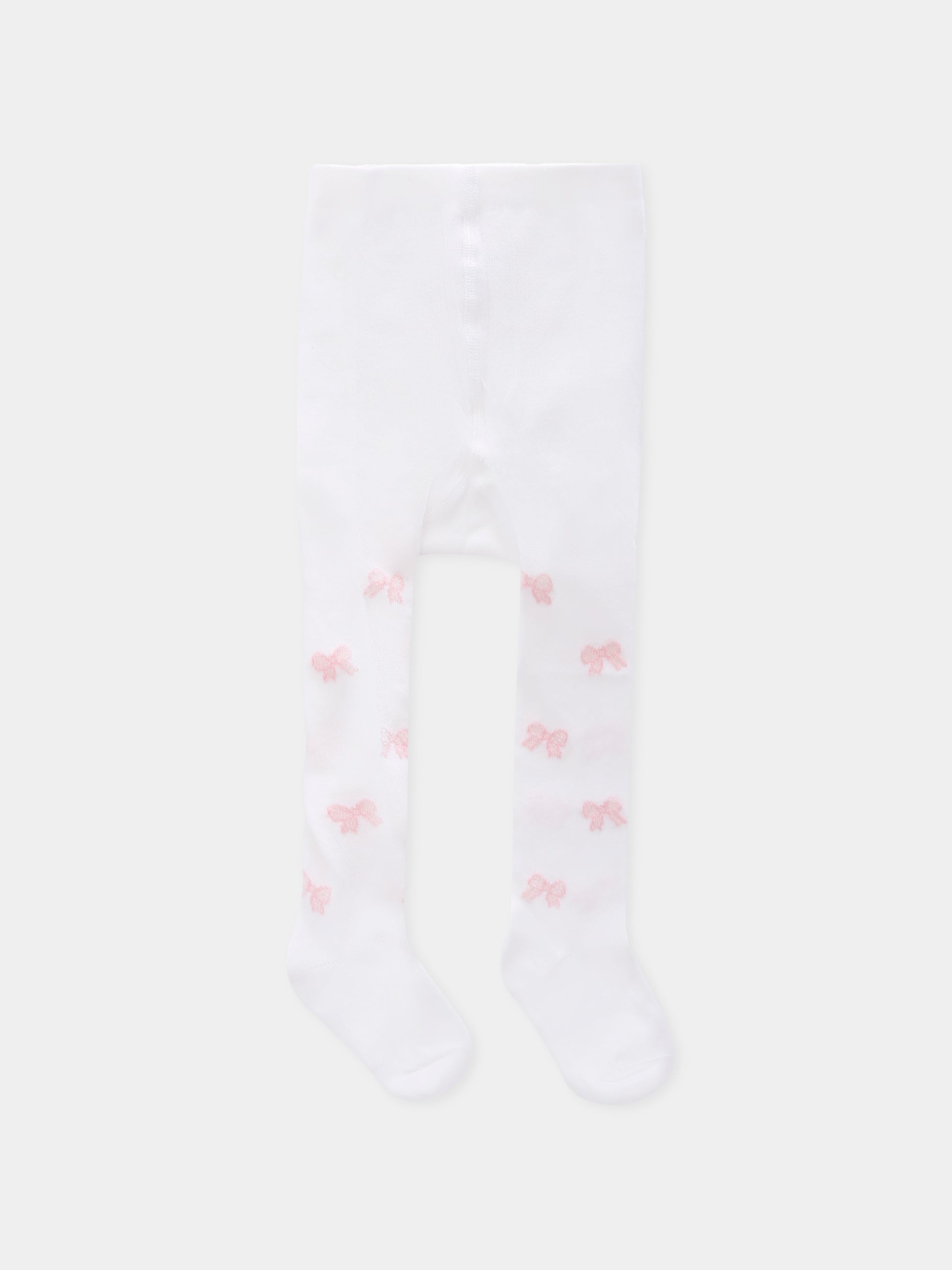 Collant bianchi per neonata con fiocco,Monnalisa,39F000 6076 0190