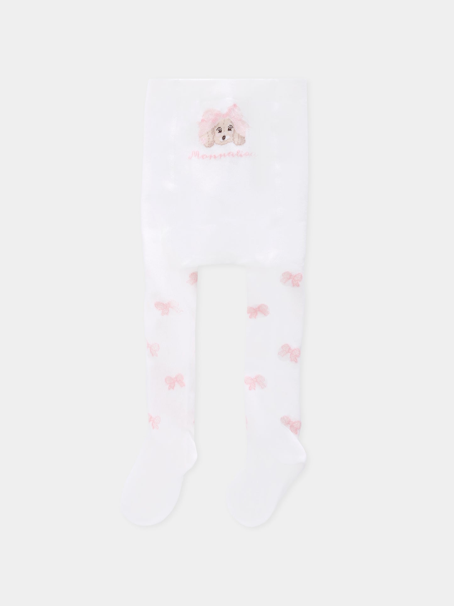 Collant bianchi per neonata con fiocco,Monnalisa,39F000 6076 0190