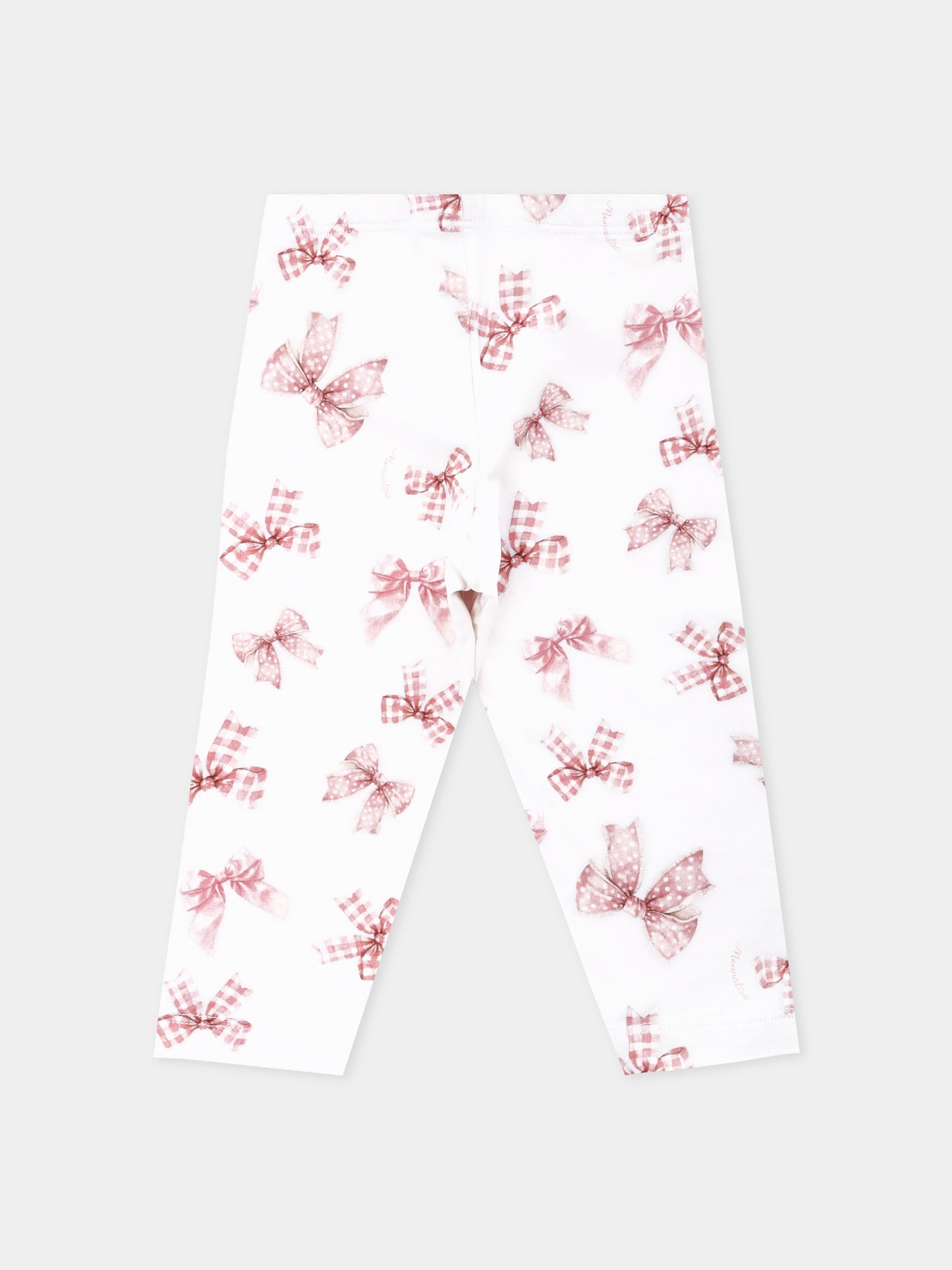 Leggings bianchi per neonata con fiocchi,Monnalisa,31F403 6650 0001