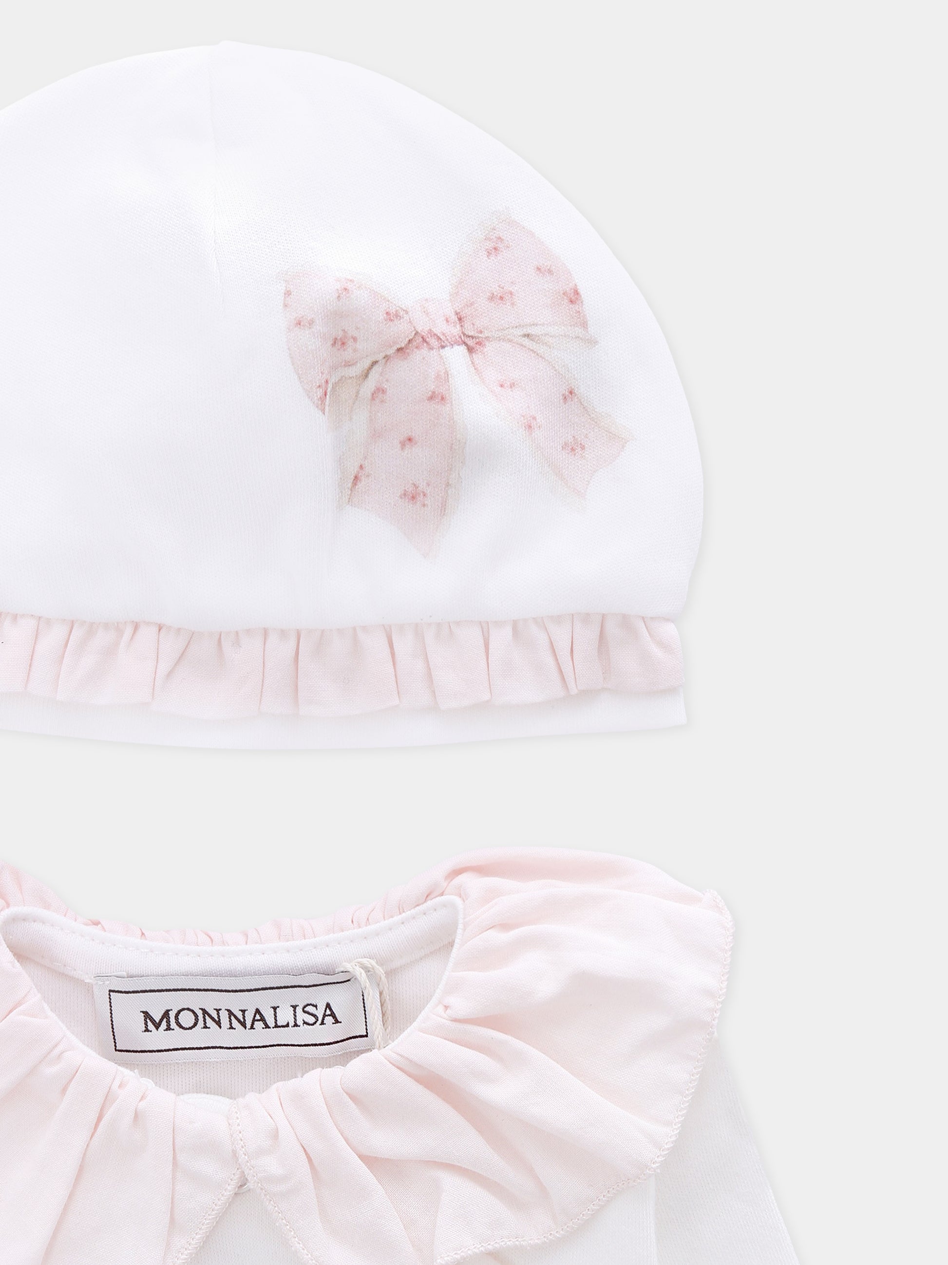 Set tutina bianco per neonata con fiocco,Monnalisa,35F500 6000 0001