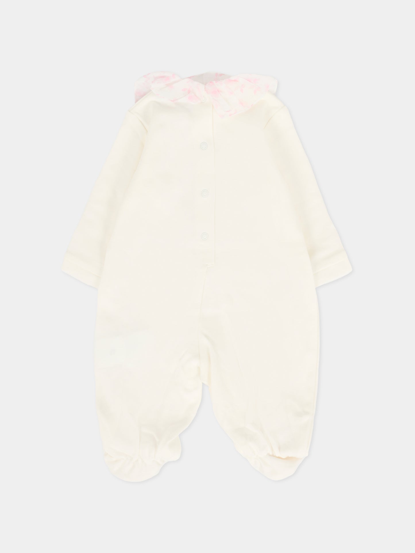 Set tutina avorio per neonata con orsetto rosa,Monnalisa,35F508 6000 0191