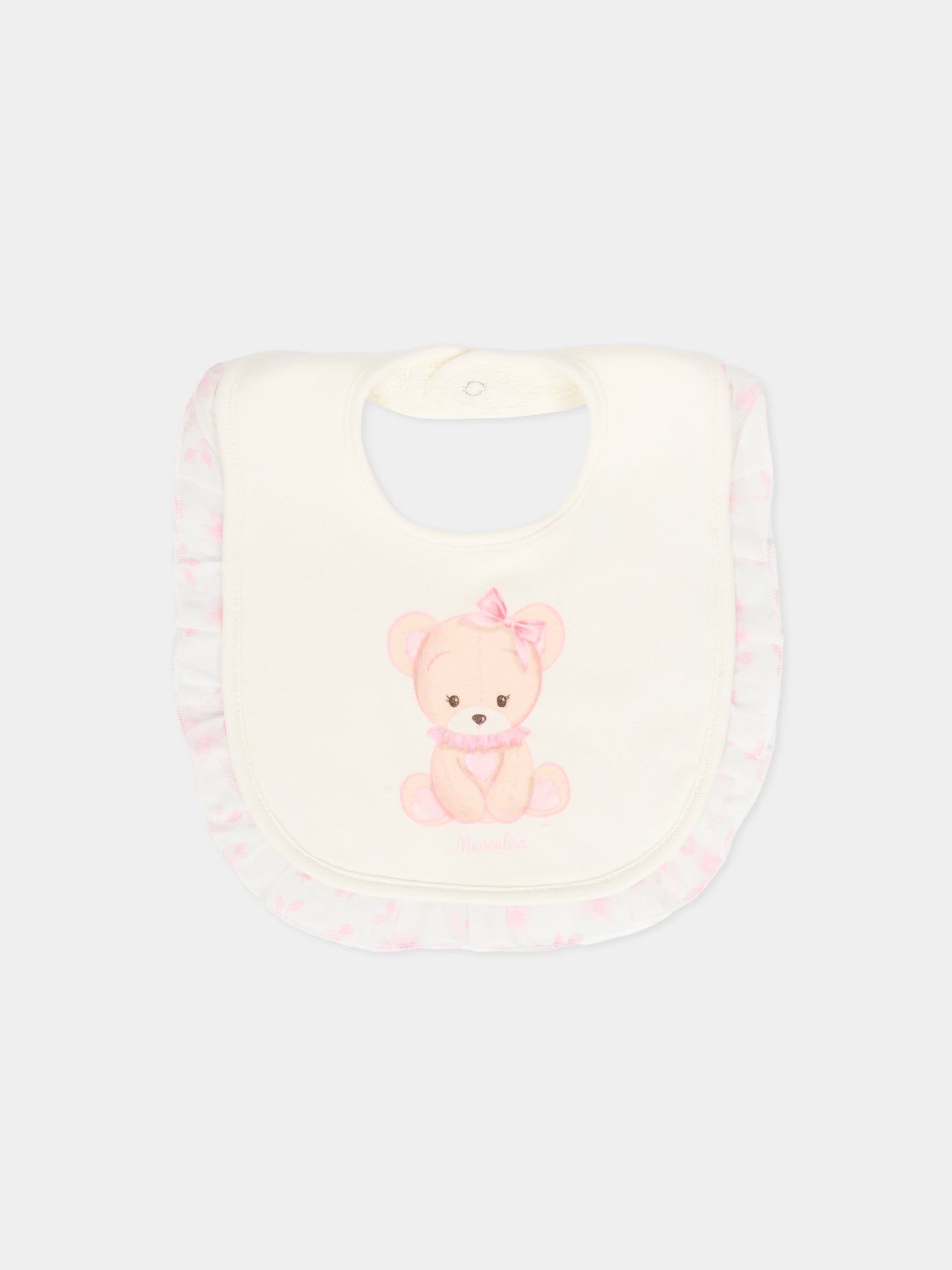 Set tutina avorio per neonata con orsetto rosa,Monnalisa,35F508 6000 0191