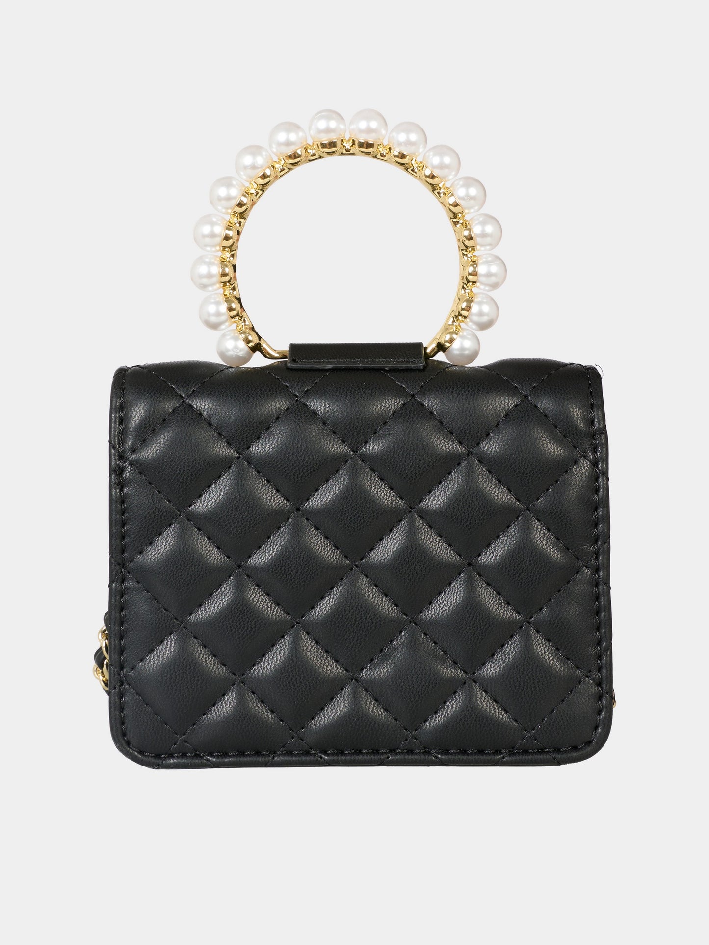 Borsa nera per bambina con perle,Monnalisa,79F001 6069 0050