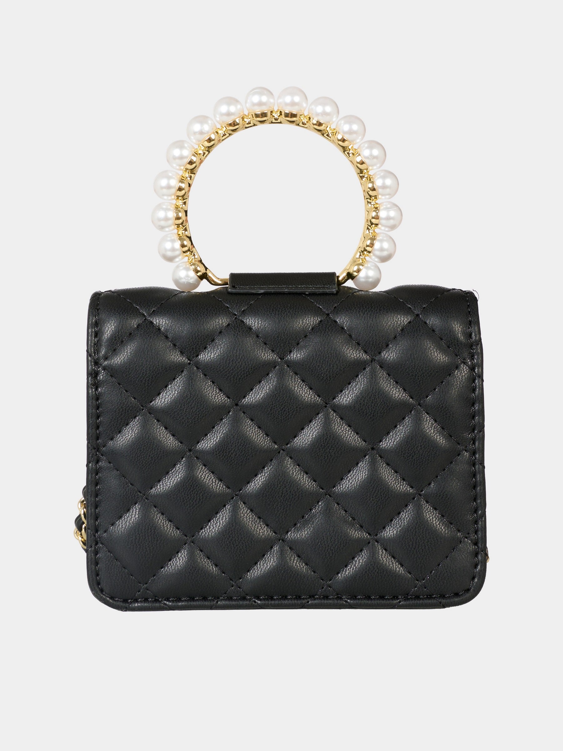 Borsa nera per bambina con perle,Monnalisa,79F001 6069 0050