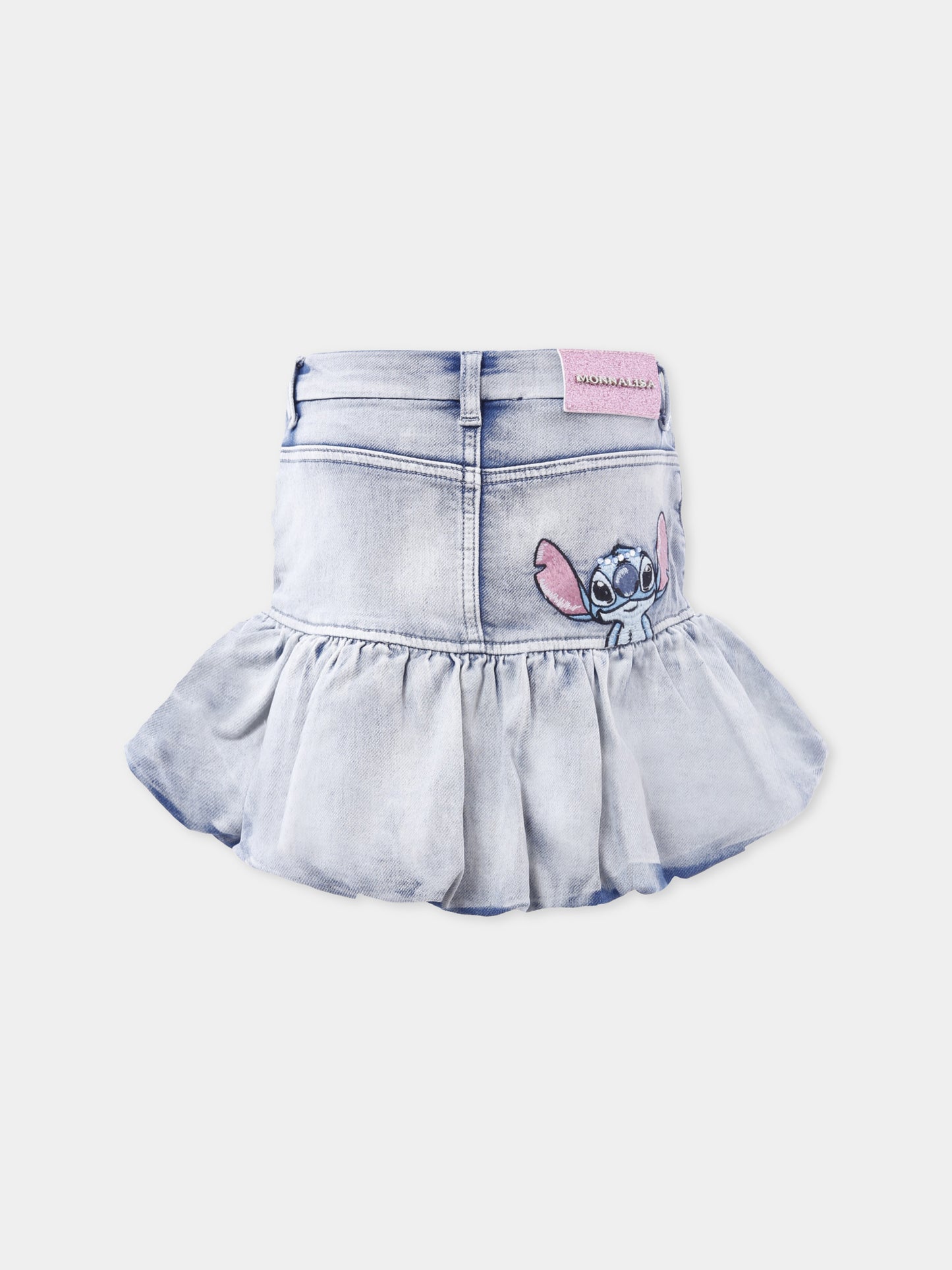 Gonna denim per bambina con Stitch e pietre,Monnalisa,19F702 6042 0062