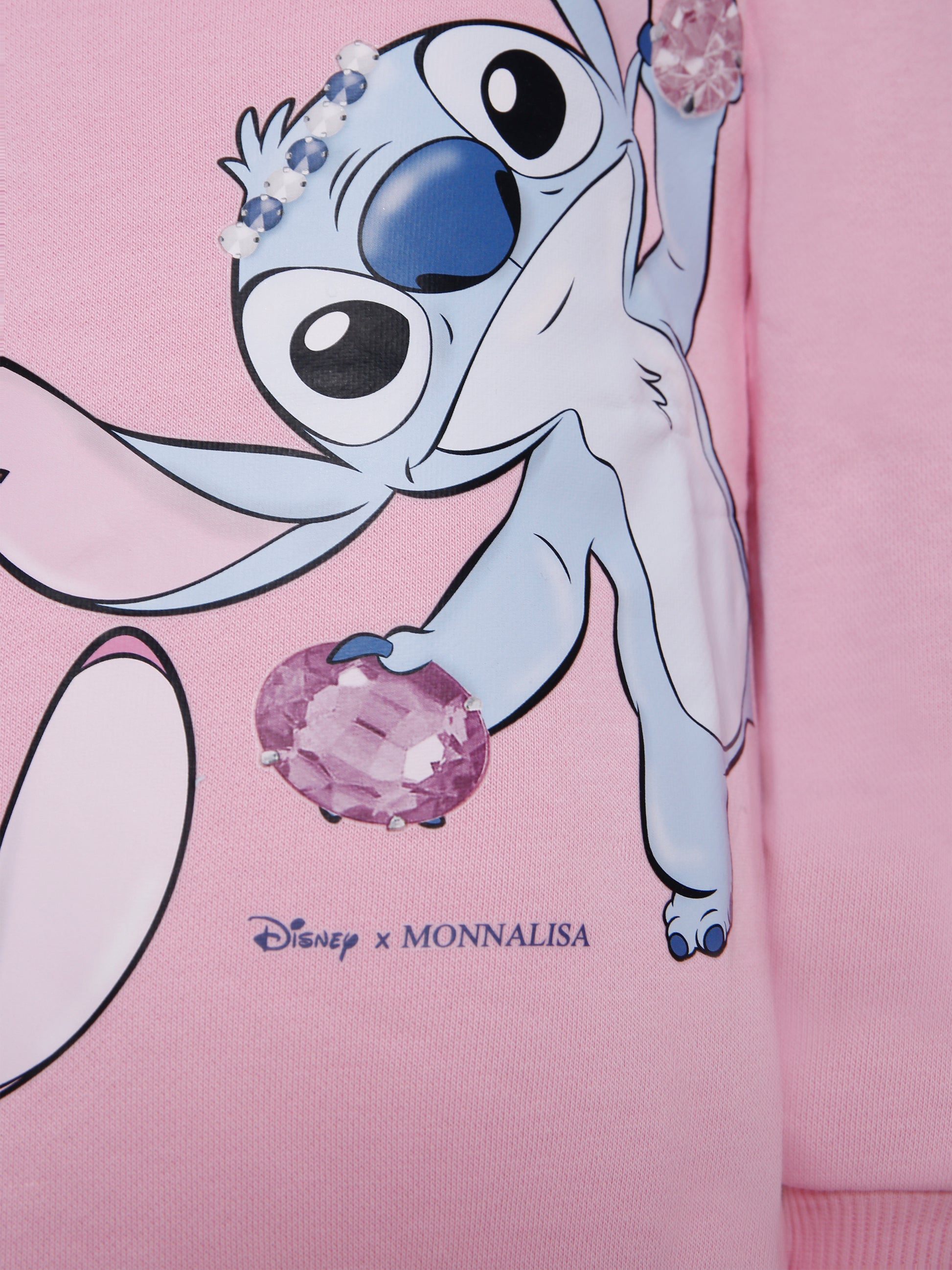 Vestito rosa per bambina con stampa Stitch & Angel,Monnalisa,19F902 6011 0090