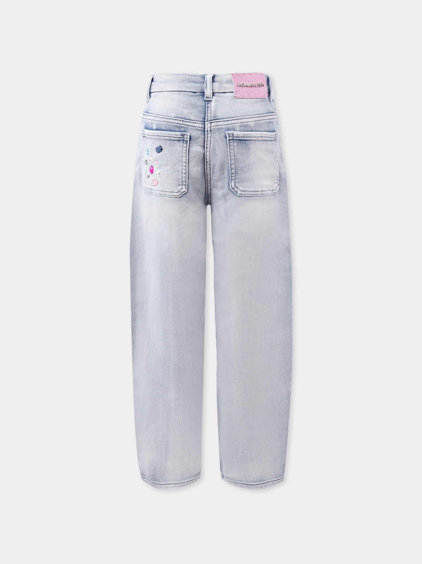 Jeans denim per bambina con pietre,Monnalisa,19F403 6042 0062