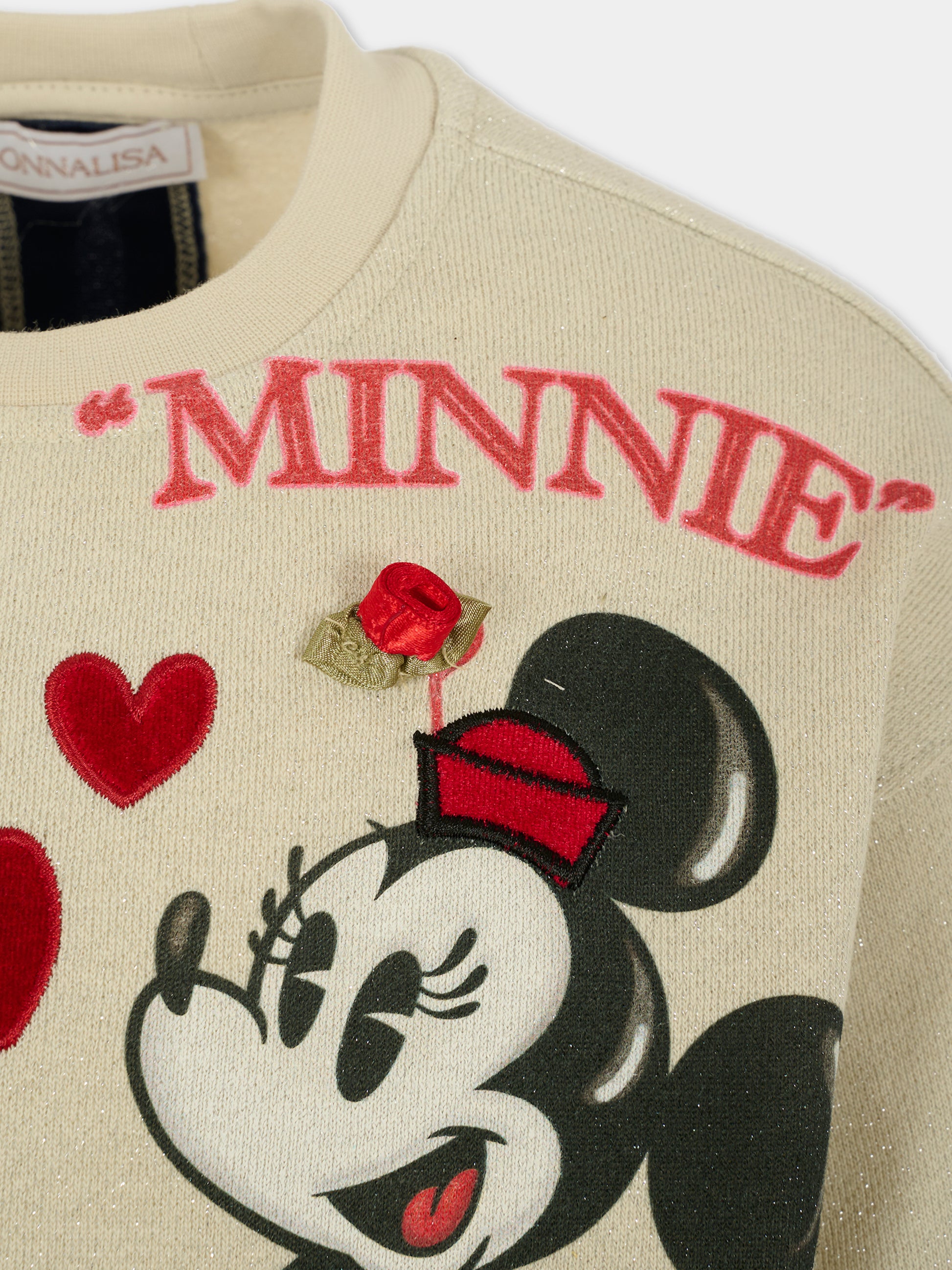 Felpa grigia per bambina con Minnie,Monnalisa,19F603 6028 0029