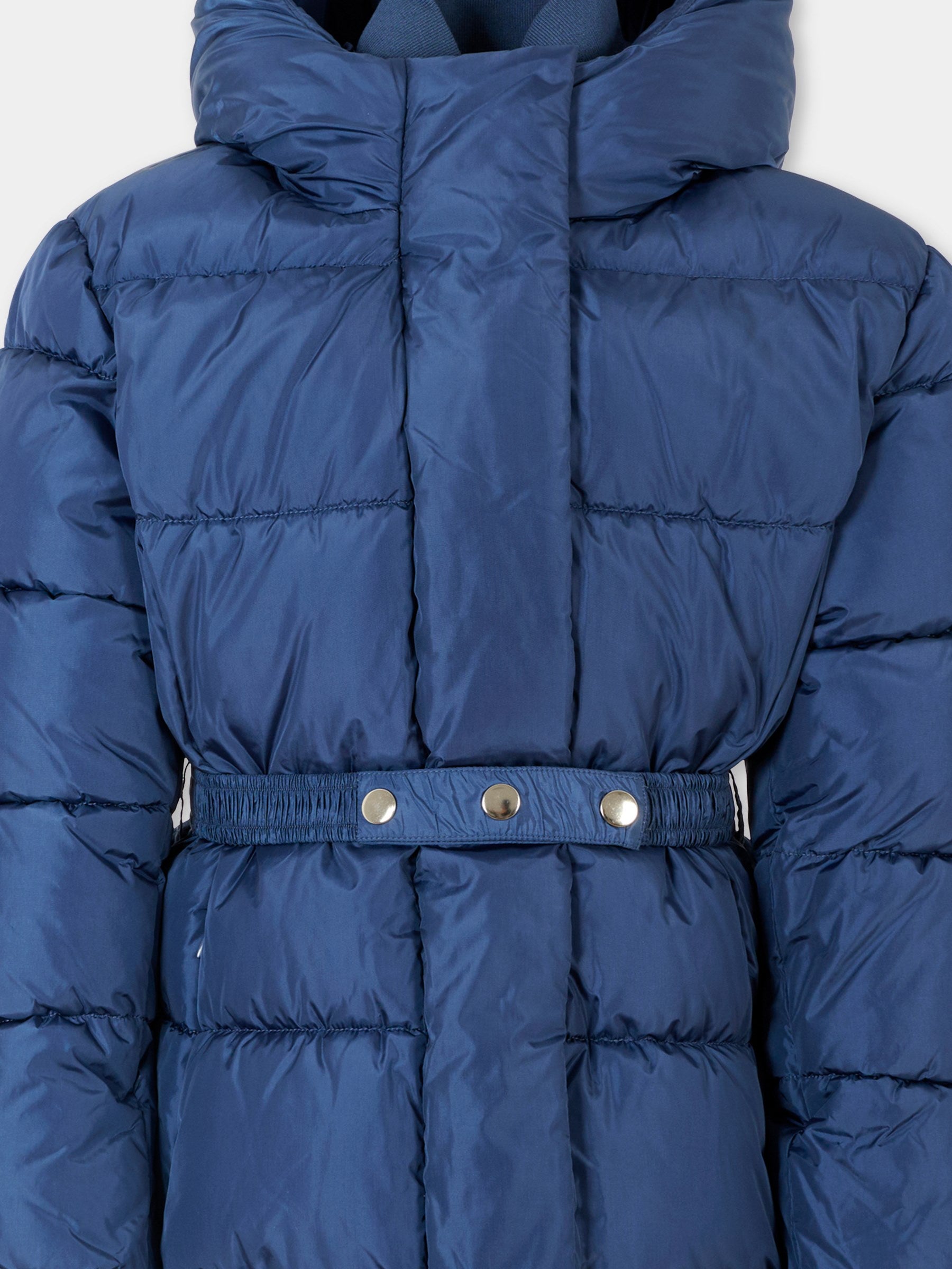 Piumino blu per bambina con logo,Monnalisa,17F101 6020 056D